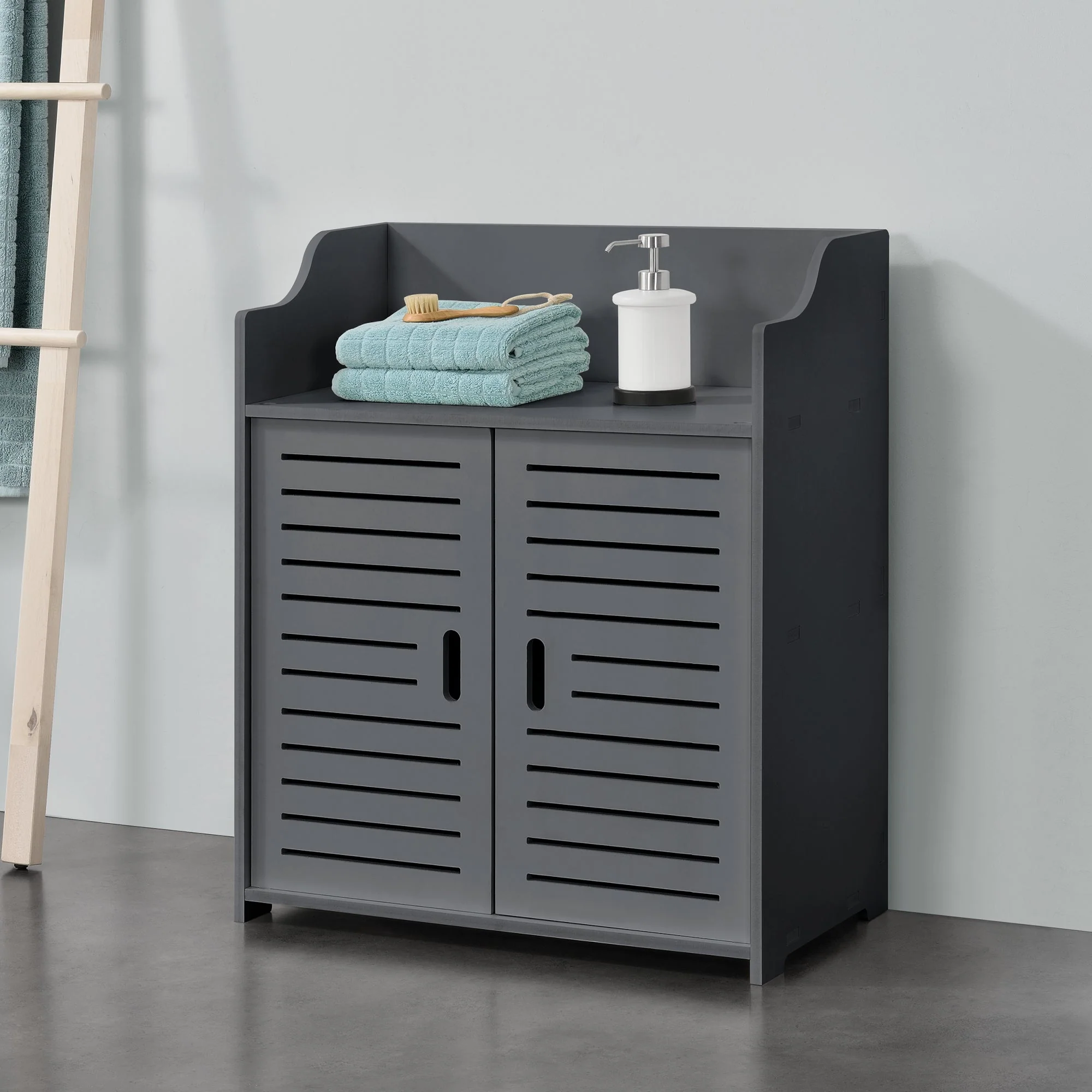 Badezimmerschrank Trosa 72x60x32 cm WPC en.casa - Image 5