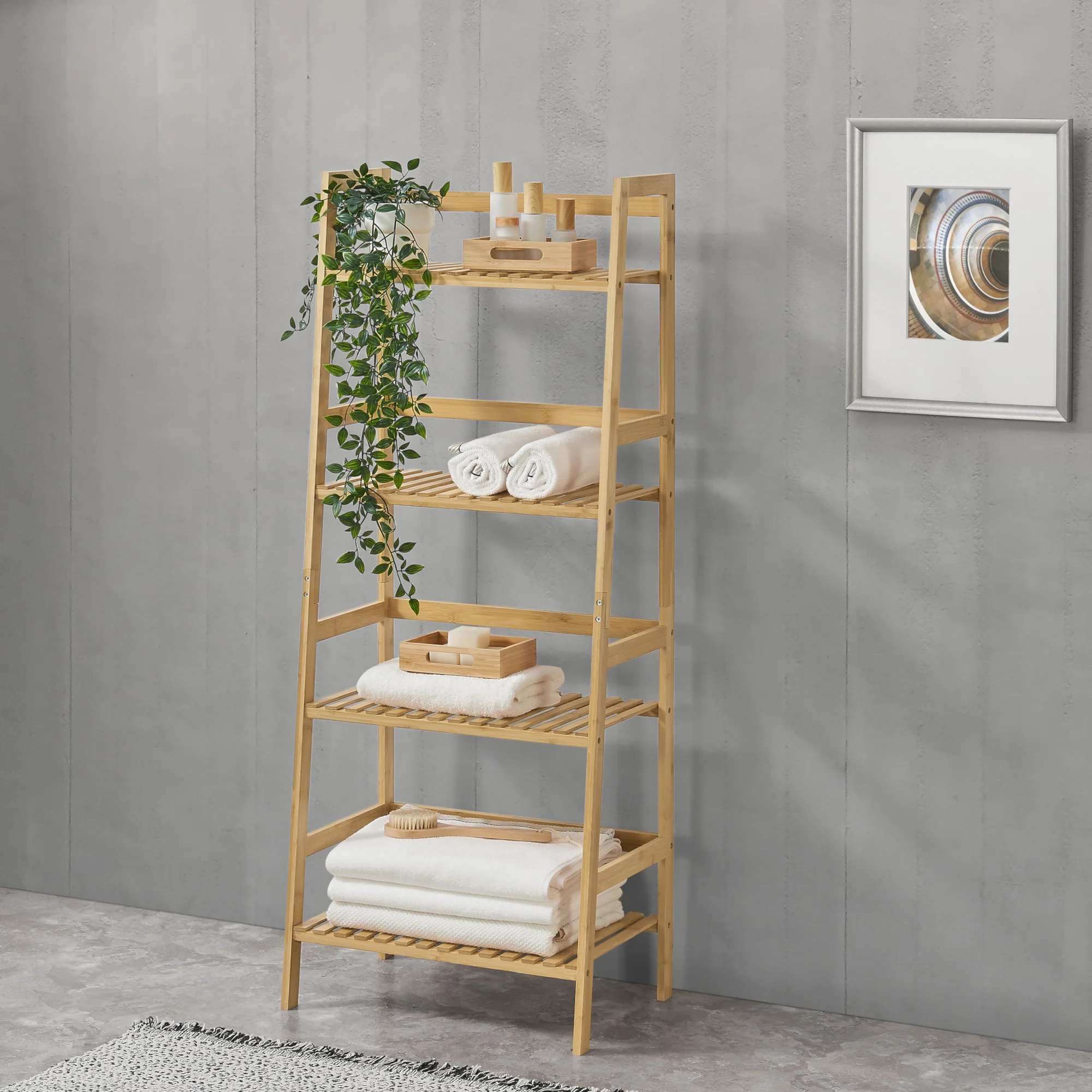 Bambus Leiterregal Vinje 48x32x123cm [en.casa]