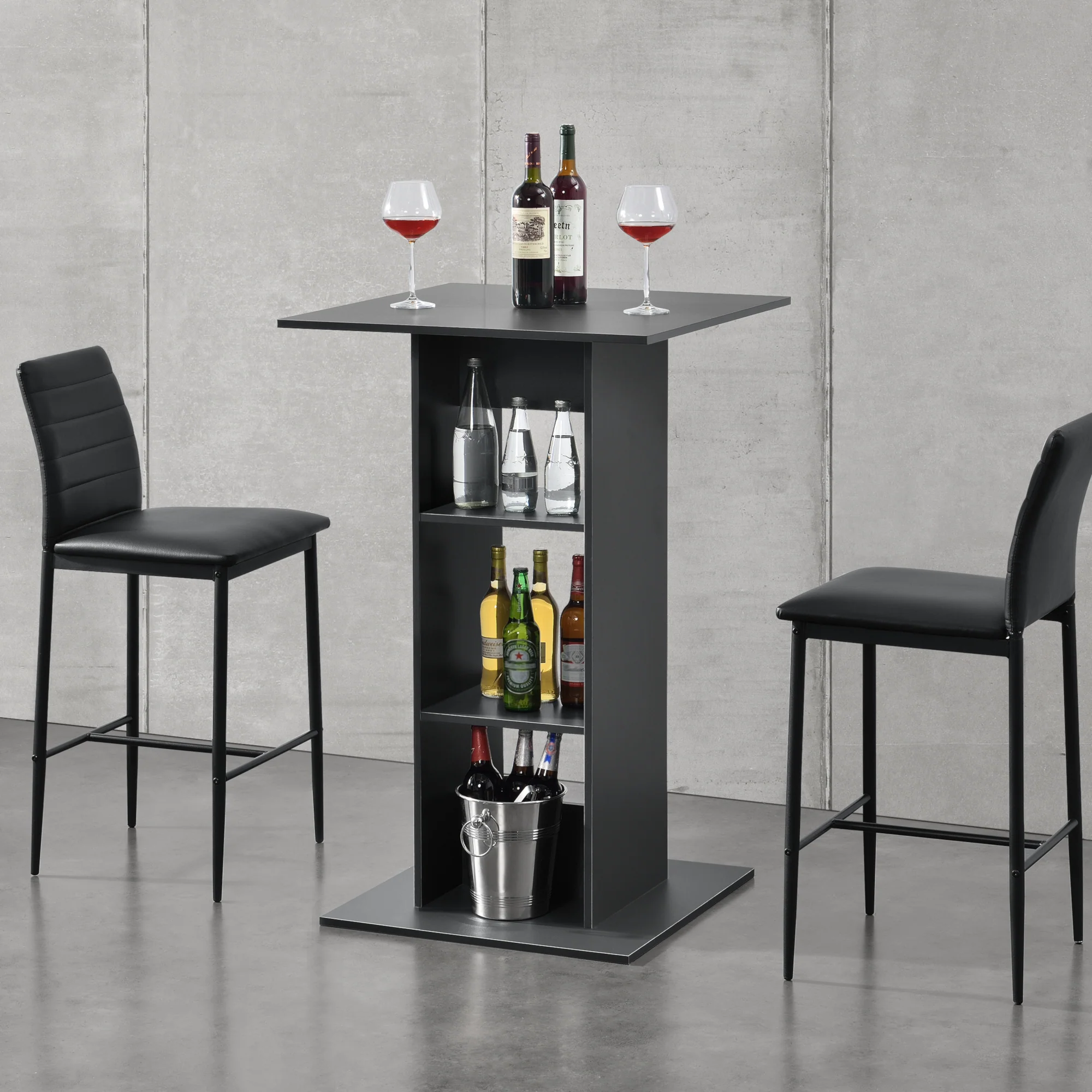 Bartisch Visby 110x70x70 cm mit 3 Regalfächern en.casa - Image 3