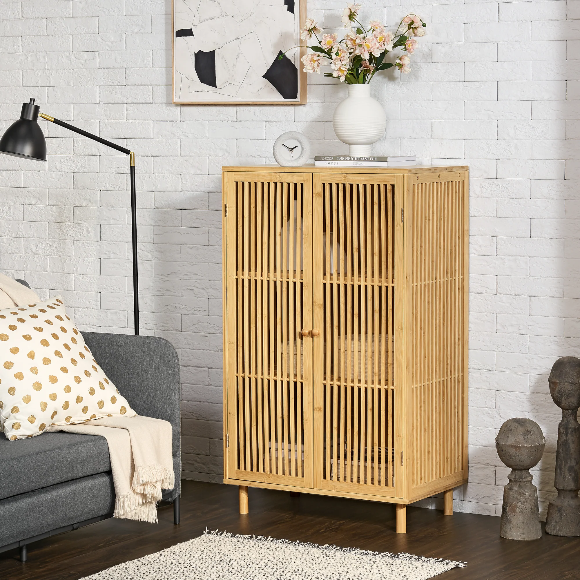 Beistellschrank Grong Bambus [en.casa]
