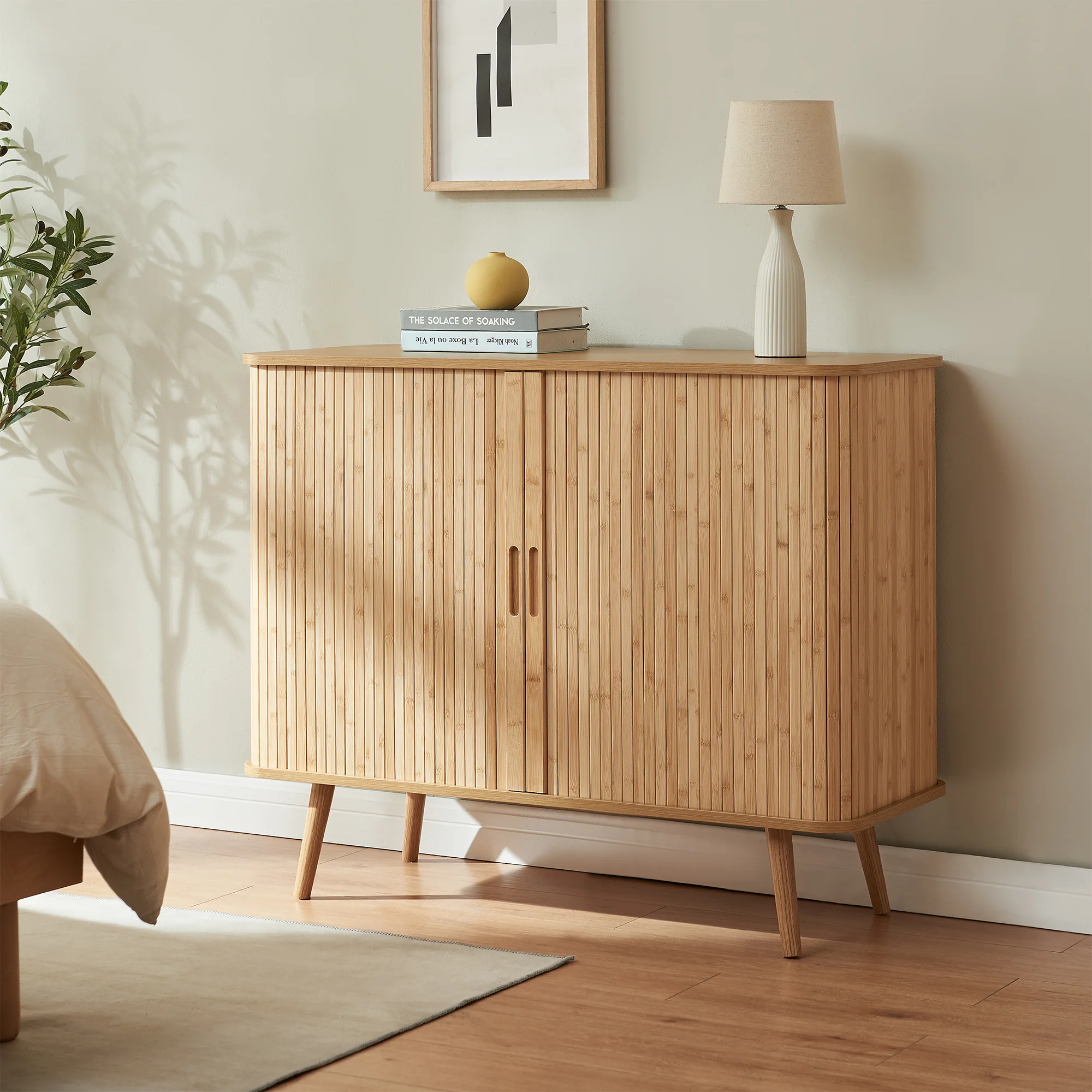 Beistellschrank Nordkapp 100x40x80 cm Bambus [en.casa]