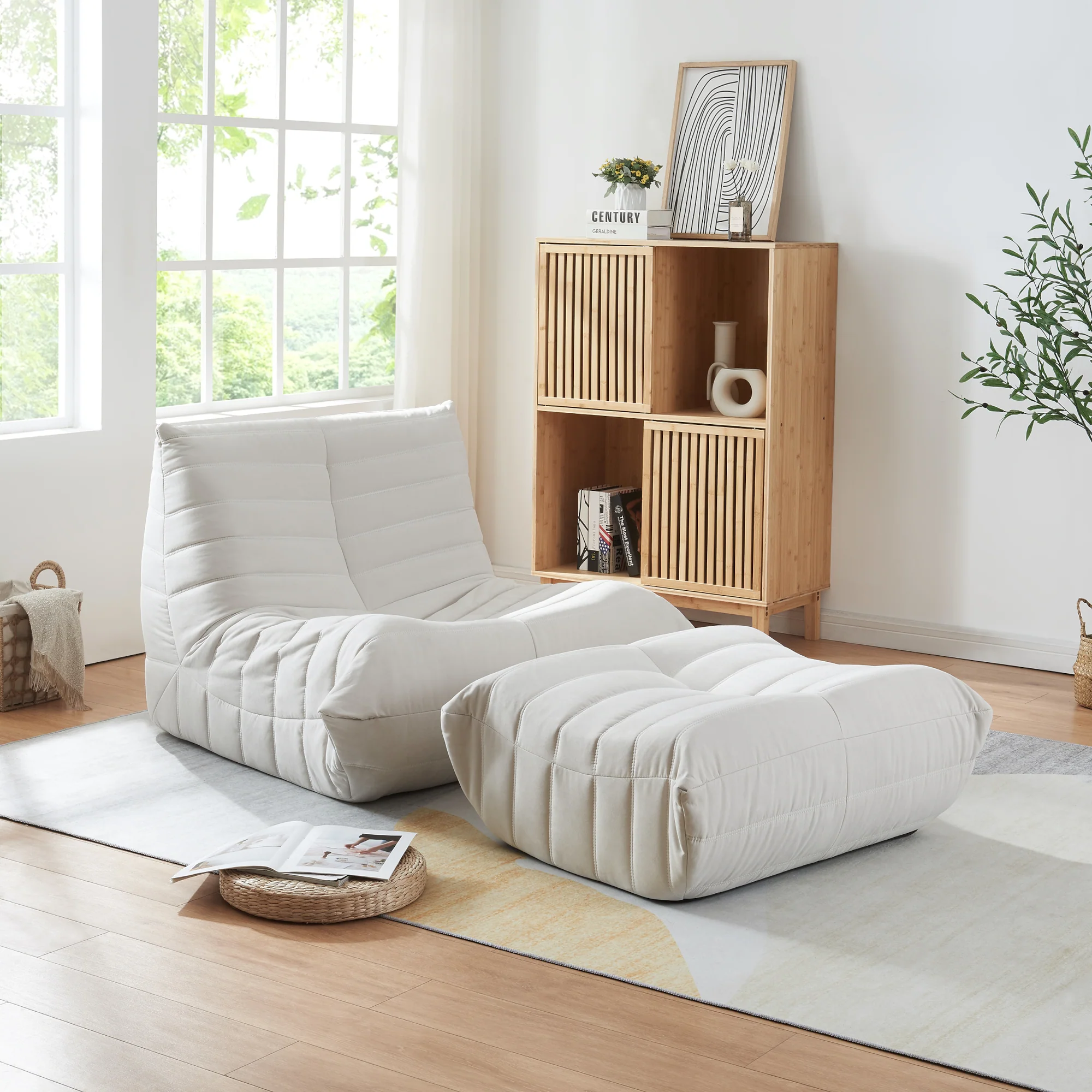 Bodensessel mit Fußhocker Kodsø 75x90x100 cm [en.casa]