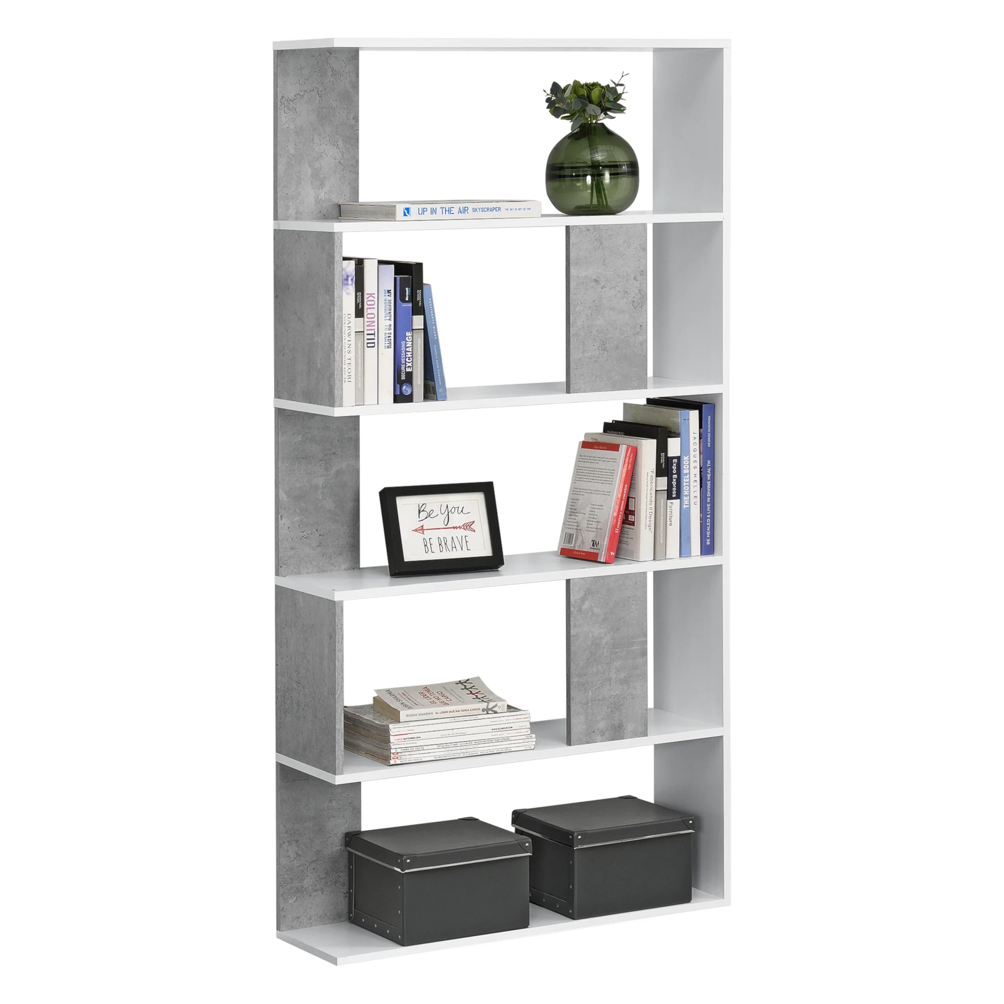 Bücherregal Aneby 159x80x24cm mit 5 Ablageflächen versch. Farben [en.casa] - Image 2