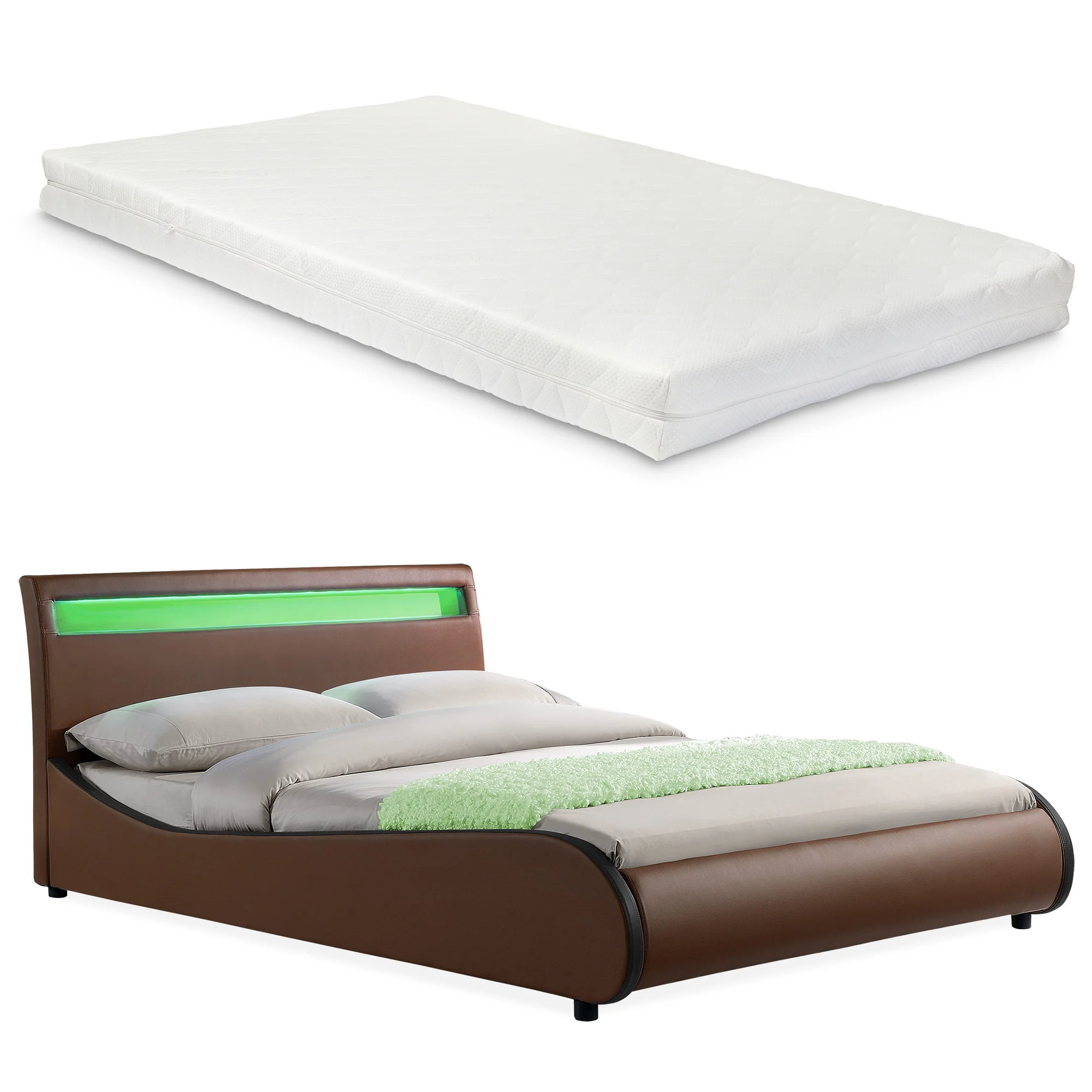 CORIUM LED Kunstlederbett Valencia mit Matratze (140/180x200) in 7 Farben - Image 2