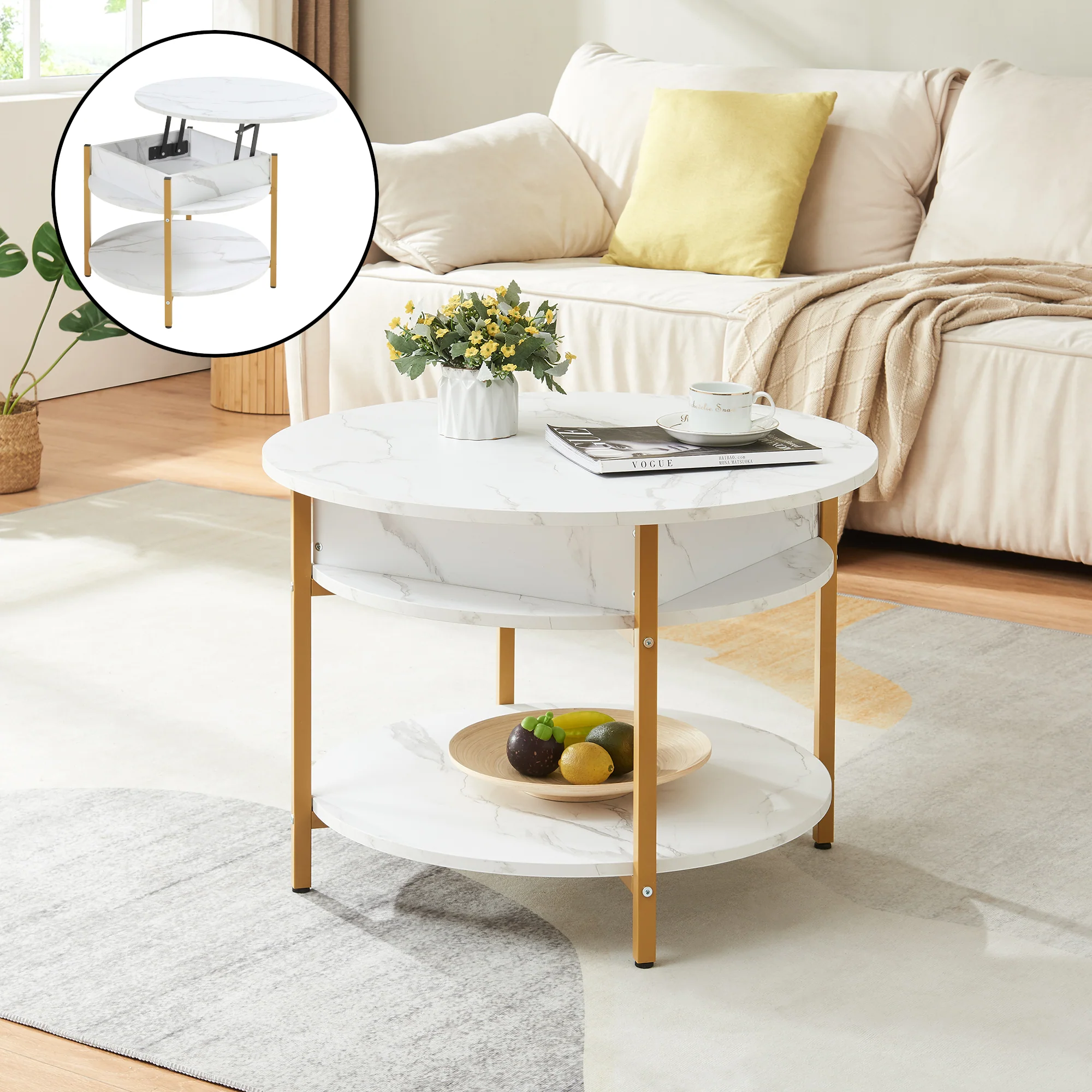 Couchtisch Kandas mit Hebeplatte [en.casa] - Image 3