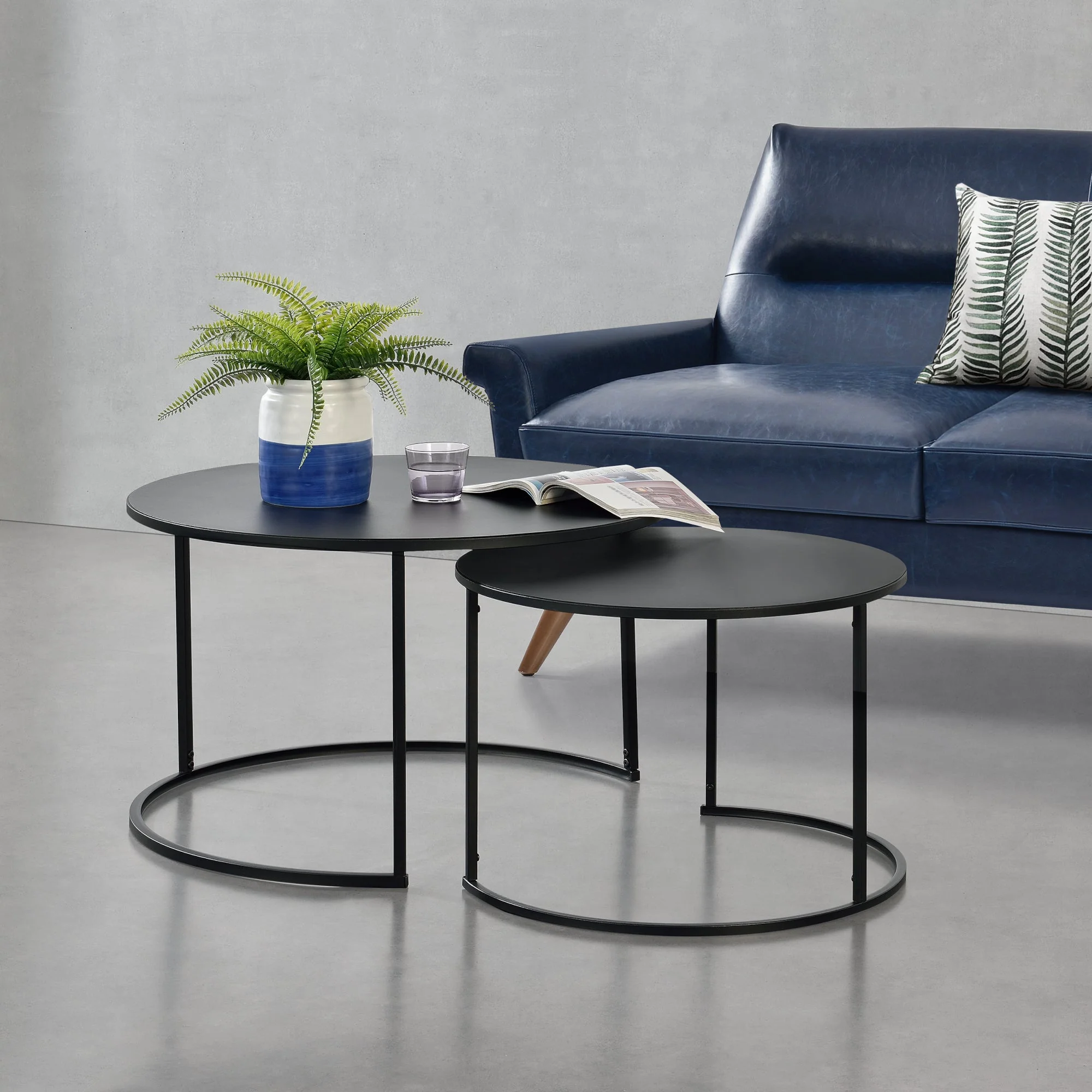 Couchtischset Korenica 2er-Set max. 20-20 kg Rund Schwarz [en.casa] - Image 2