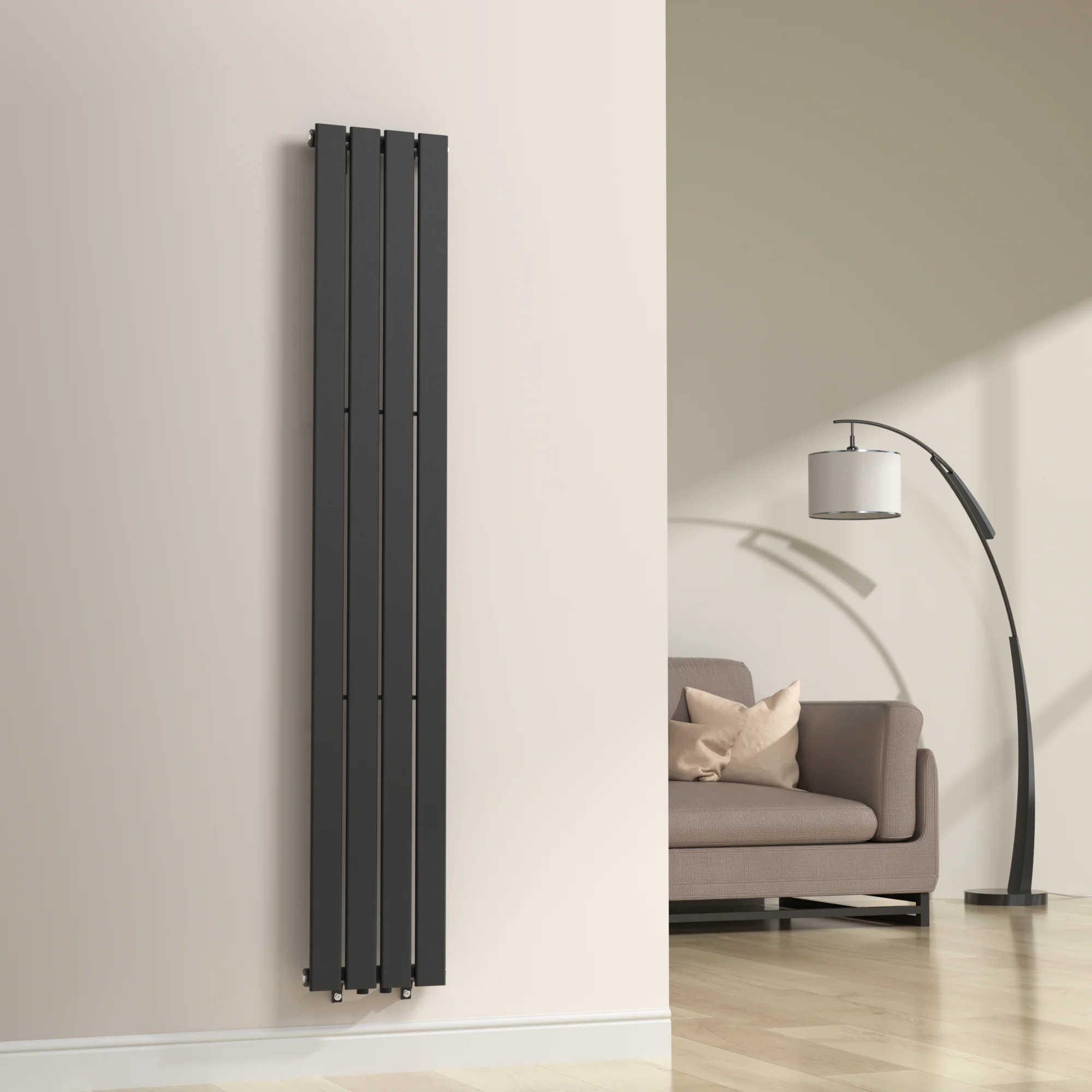 Designheizkörper Nore Schwarz 180x30cm Einlagig 598W [neu.haus]