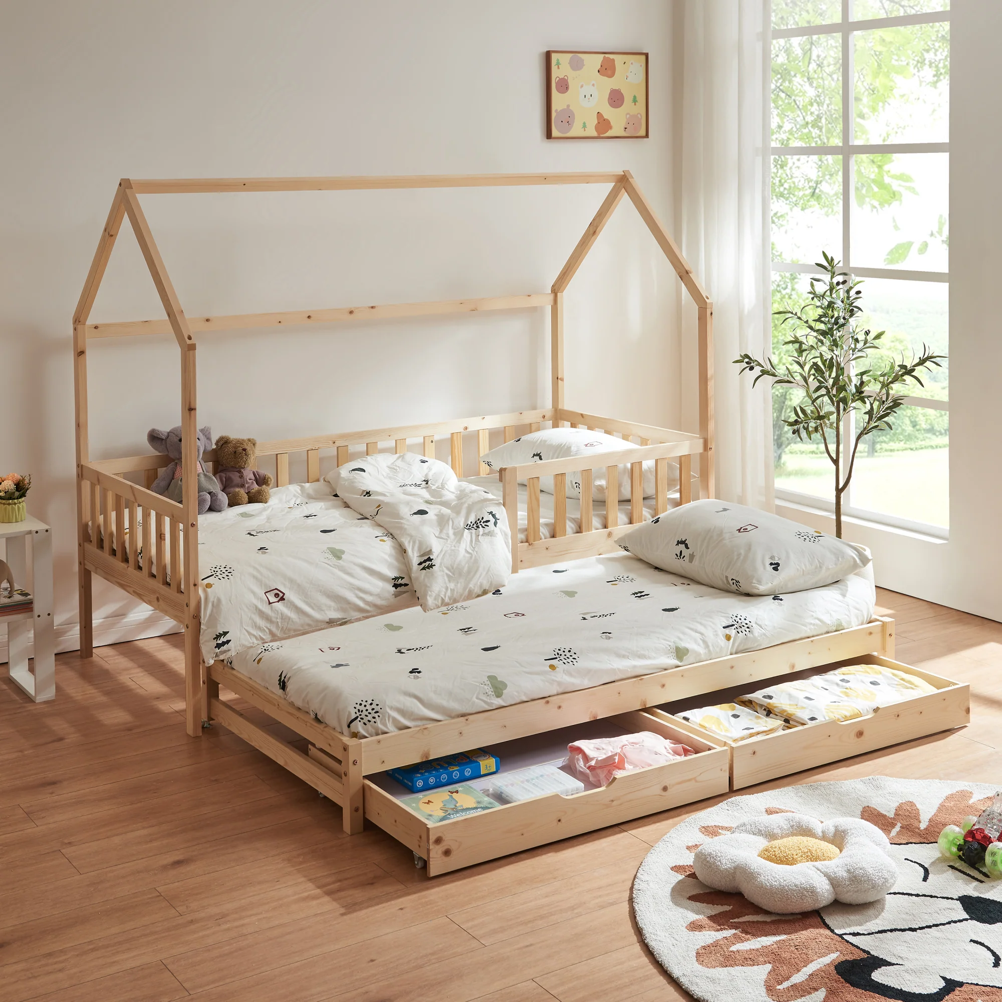 Doppel-Kinderbett Aarghonmaa 90x200 cm Kiefernholz [en.casa] - Image 2