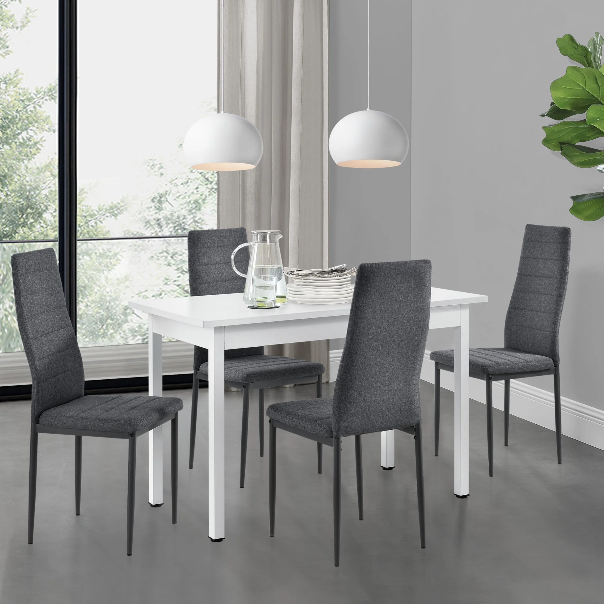 Essgruppe Honningsvåg 5-tlg. mit 120x60 cm Tisch und 4 Polsterstühlen en.casa - Image 5