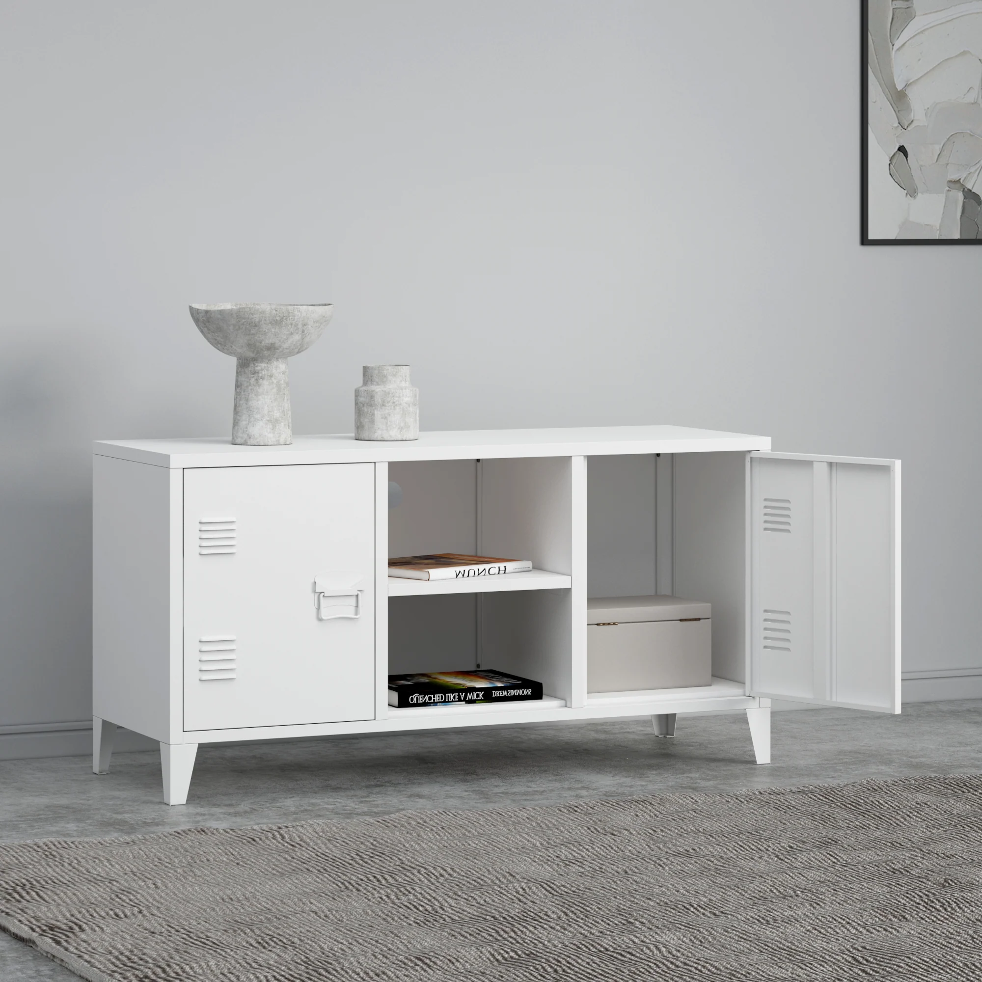 Fernsehschrank Kotka mit Türen [en.casa] - Image 2