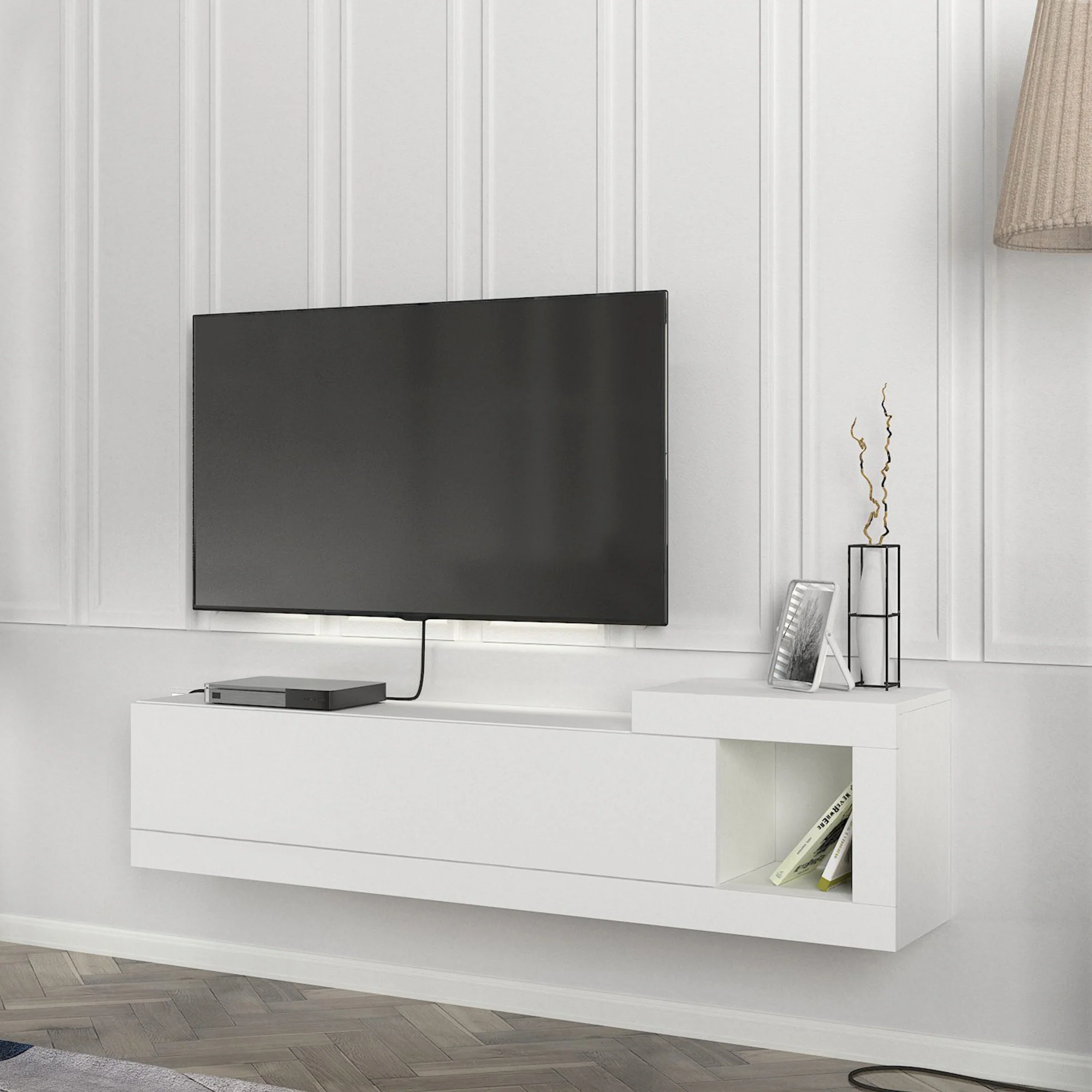 Fernsehschrank Luhanka 150x29,5x38,5cm Eiche in verschiedenen Farben [en.casa] - Image 2