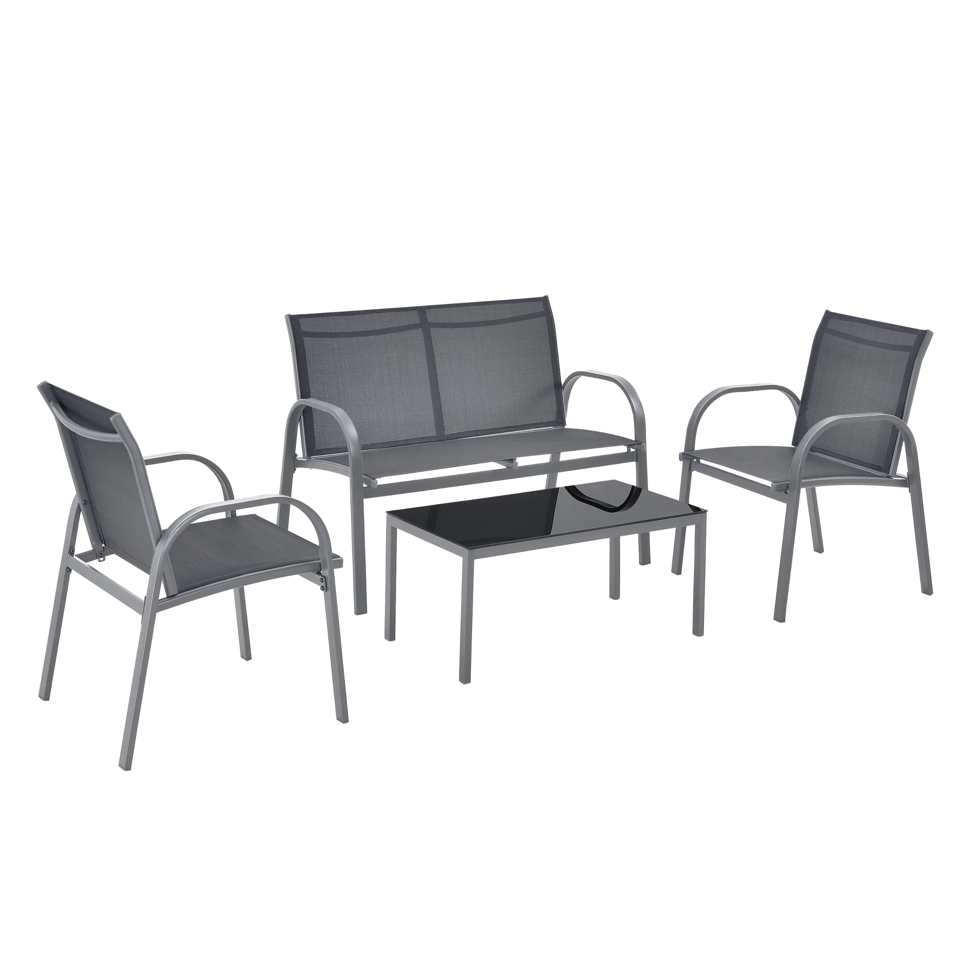 Gartenmöbel-Set Gagra Stühle mit Sitzbank und Tisch versch. Farben en.casa - Image 2