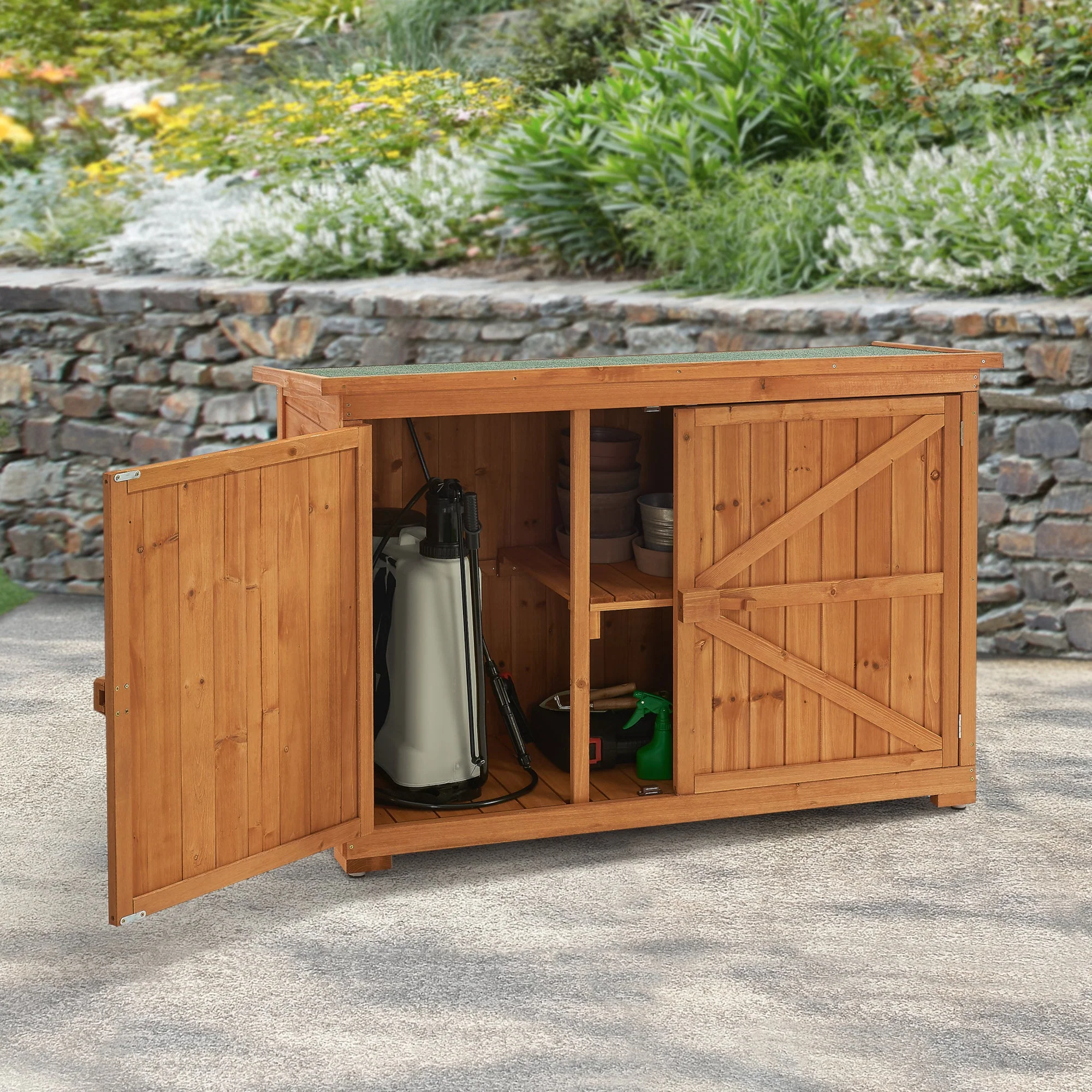 Geräteschrank Kerteminde Kaminholzlager Brennholzregal 88 x 128 x 50 cm [en.casa] - Image 2