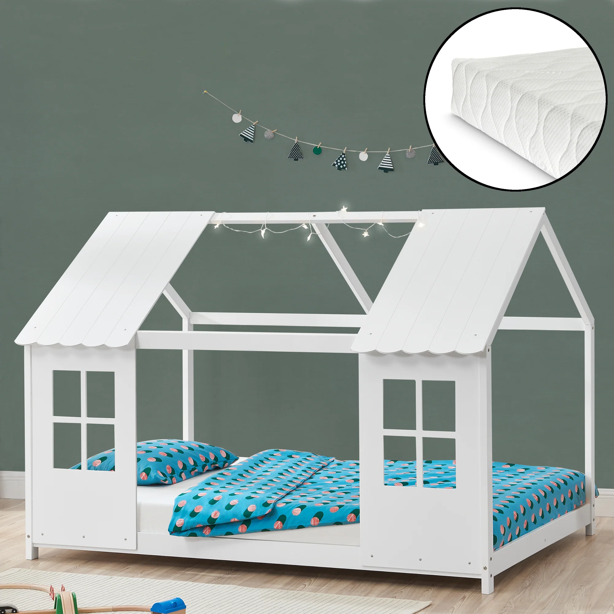 Halboffenes Kinderbett Tostedt mit Matratze  [en.casa] - Image 11