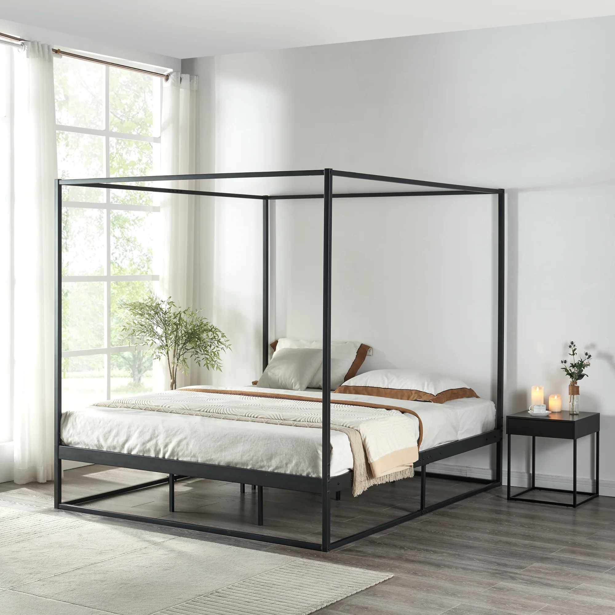 Himmelbett Kristianstad Metall Schwarz in versch. Größen [en.casa] - Image 3