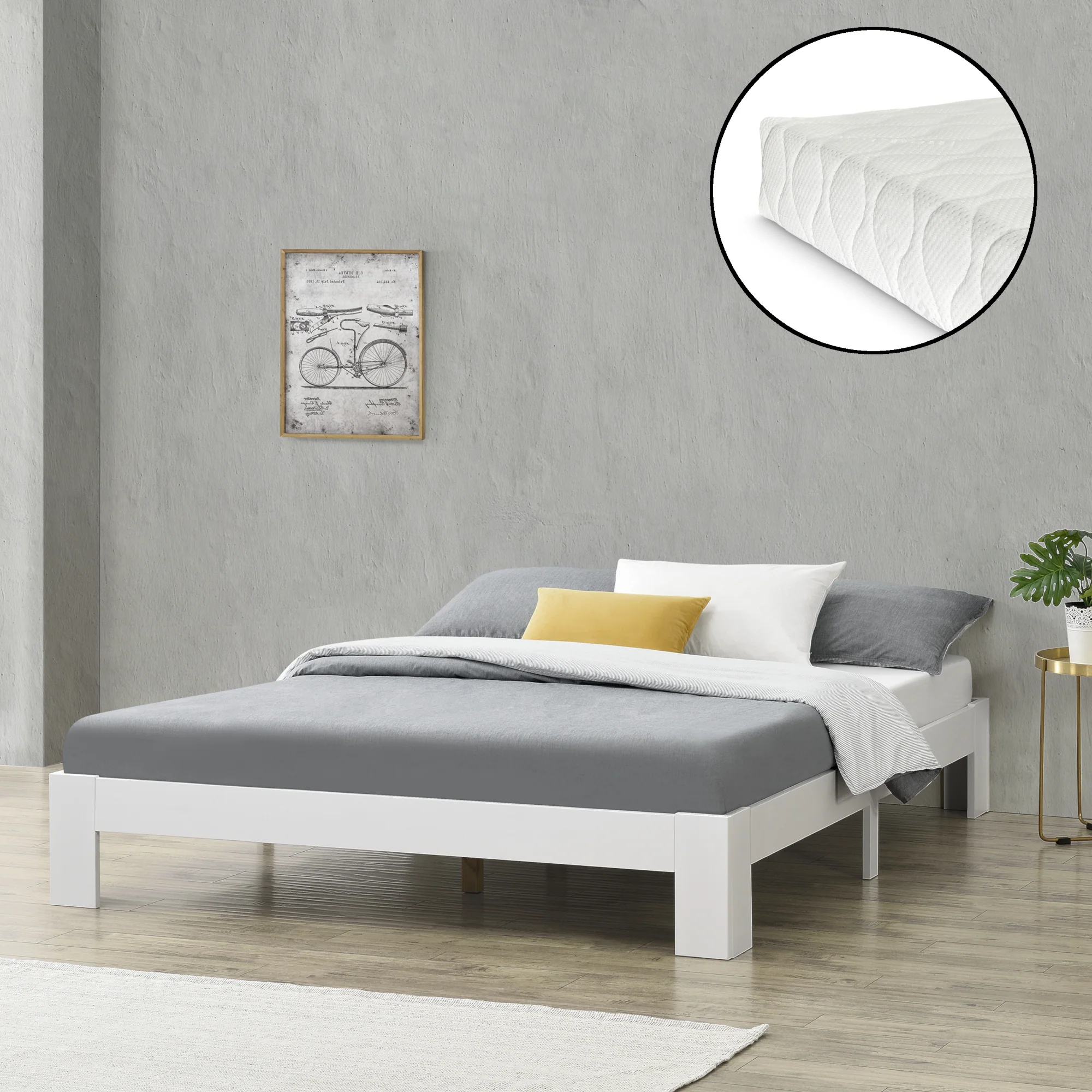 Holzbett Raisio mit Kaltschaummatratze versch. Farben und Größen en.casa - Image 11
