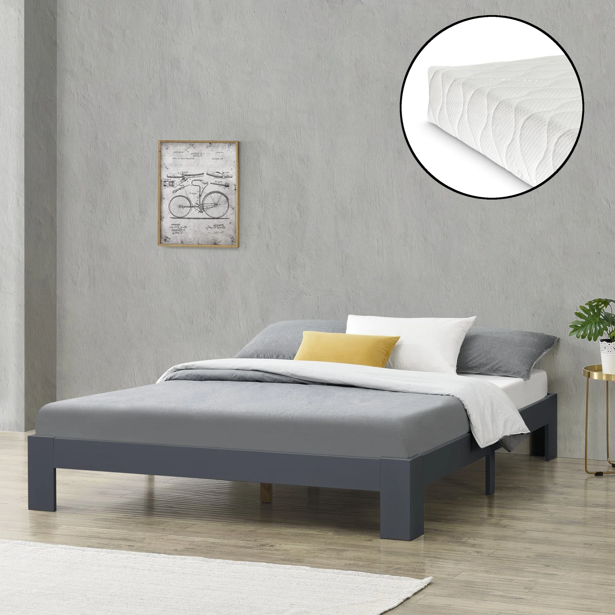 Holzbett Raisio mit Kaltschaummatratze versch. Farben und Größen en.casa - Image 21