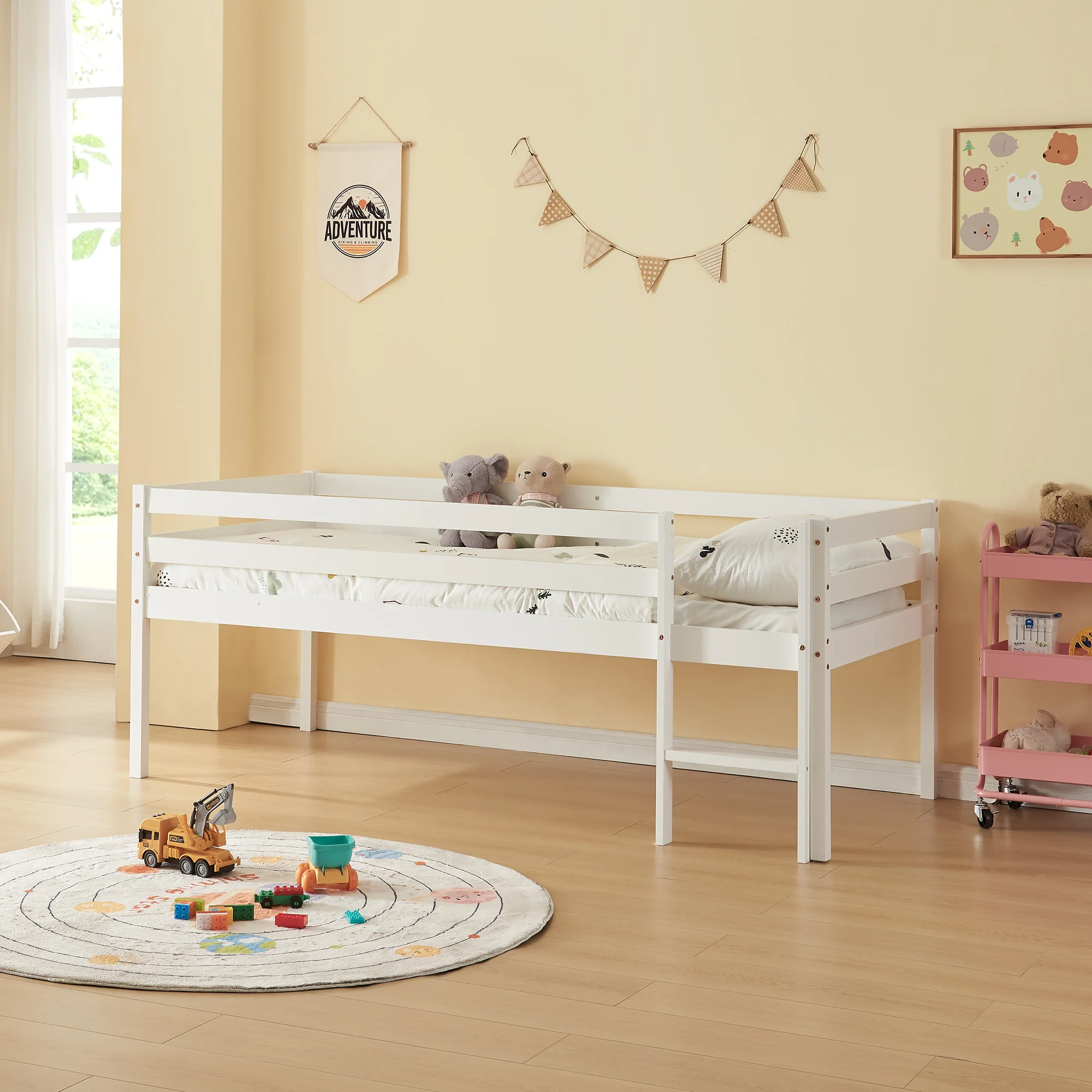 Kinderbett Siikalatva 90x200cm Kiefernholz Weiß [en.casa]