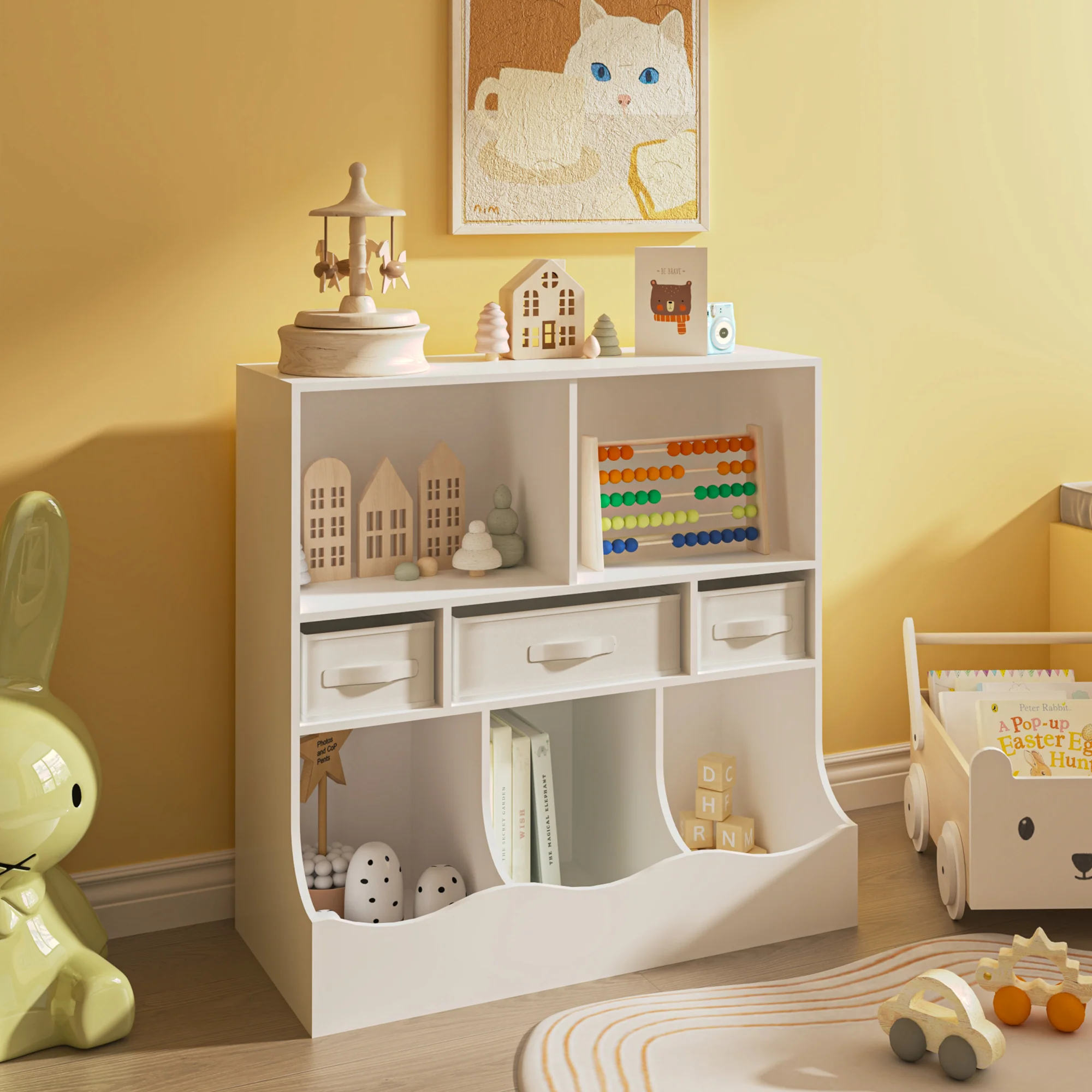 Kinderregal Vastesa 75x80x40 cm Weiß [en.casa]
