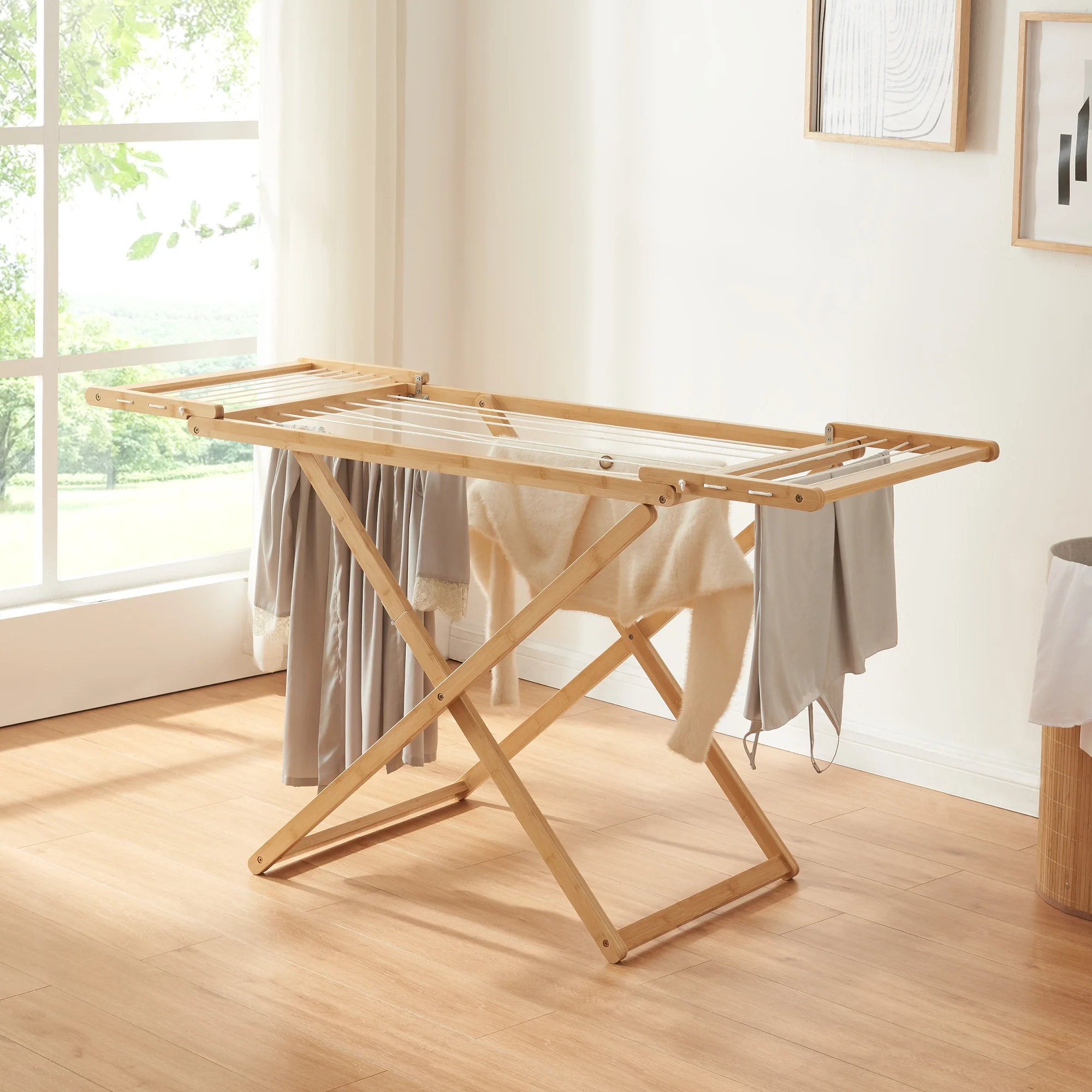 Klappbarer Wäscheständer Fakala 154x59x82 cm Bambus [en.casa]