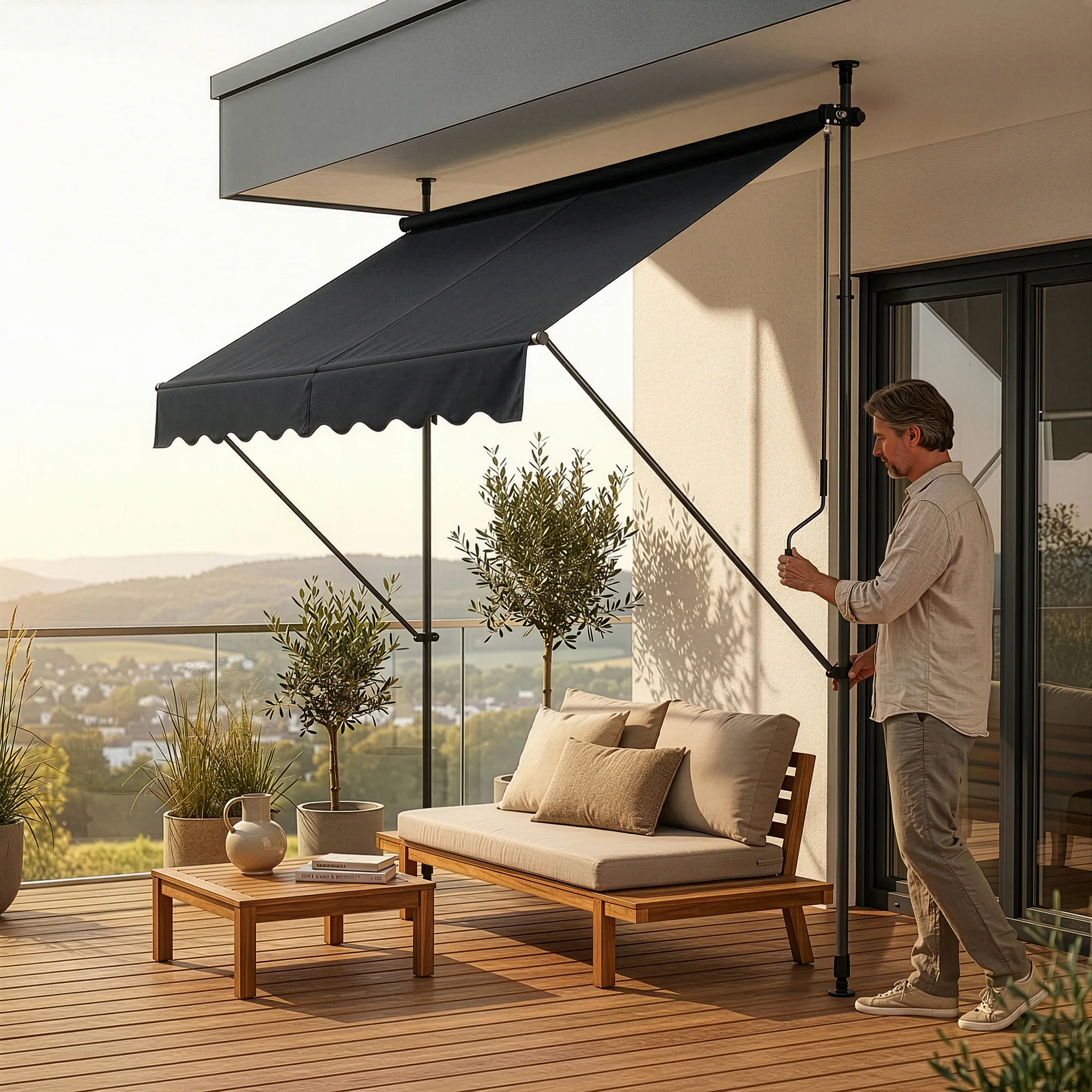 Klemmmarkise Stem Grau oder Sandfarben [pro.tec] - Image 21