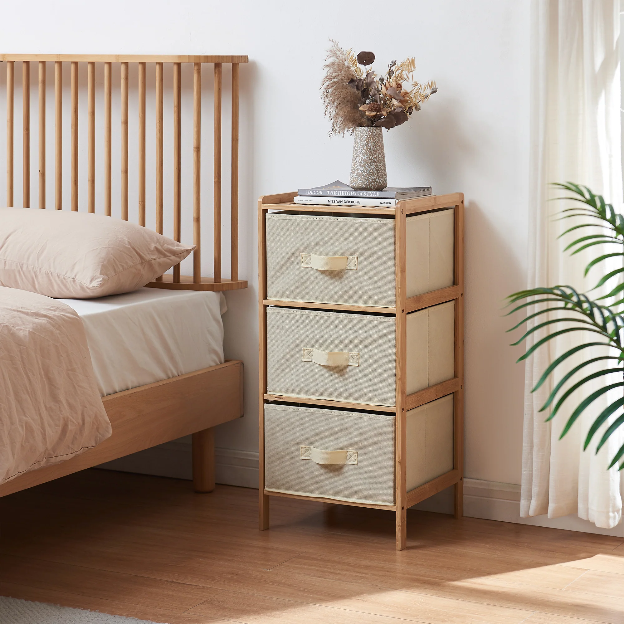 Kommode Maldon mit Stoffschubladen Natur/Beige [en.casa] - Image 3