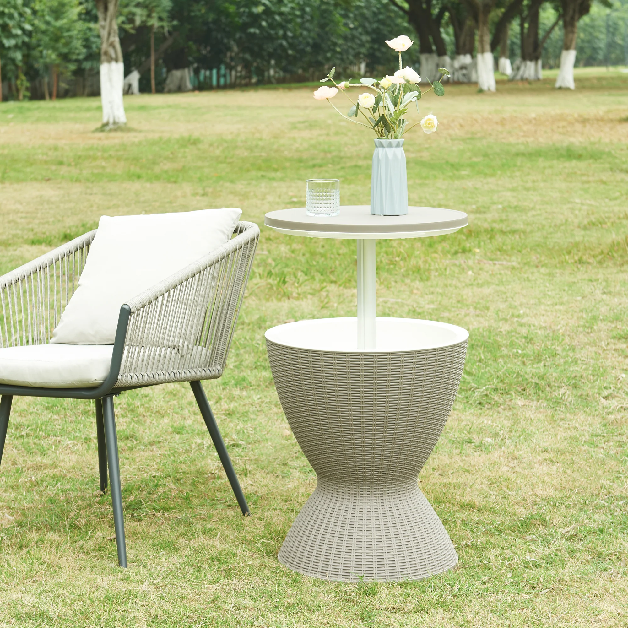 Kühltisch Atessa 58x49 cm Rattanoptik [casa.pro] - Image 2