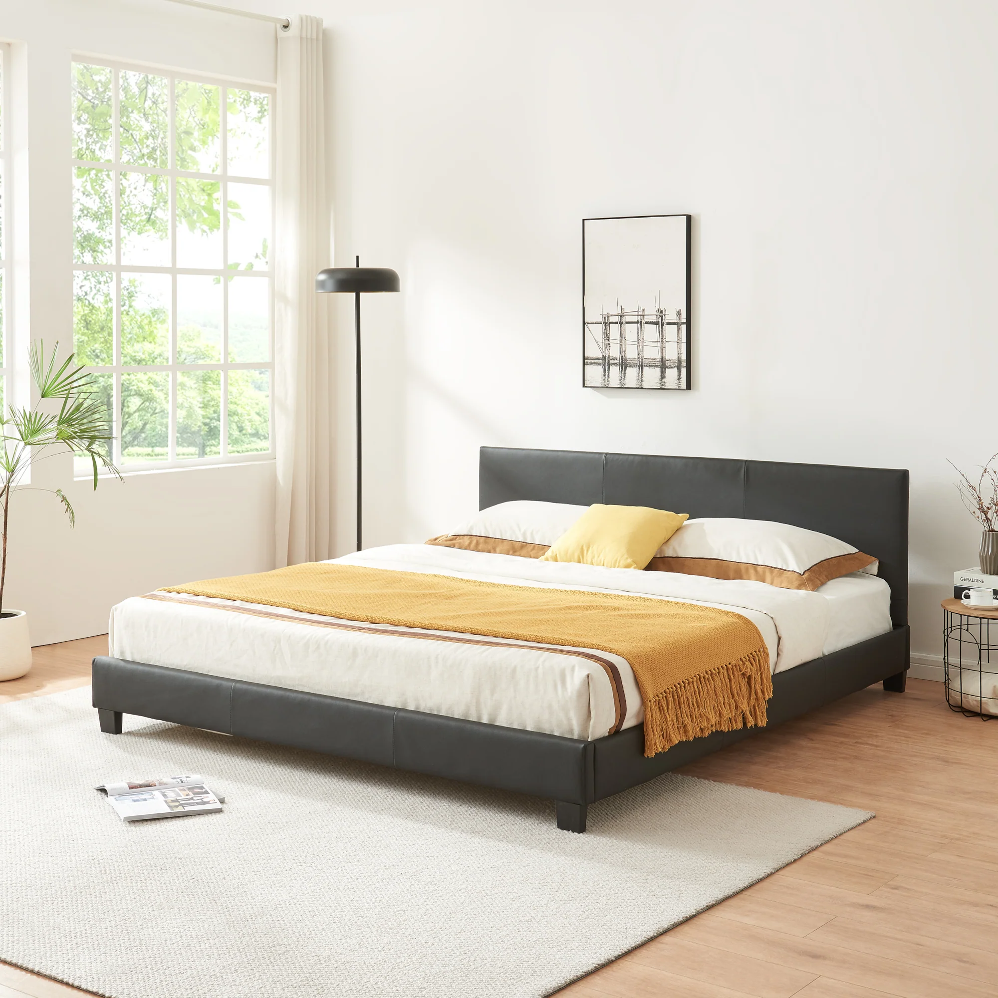 Kunstlederbett Albacete 180x200cm Schwarz Corium
