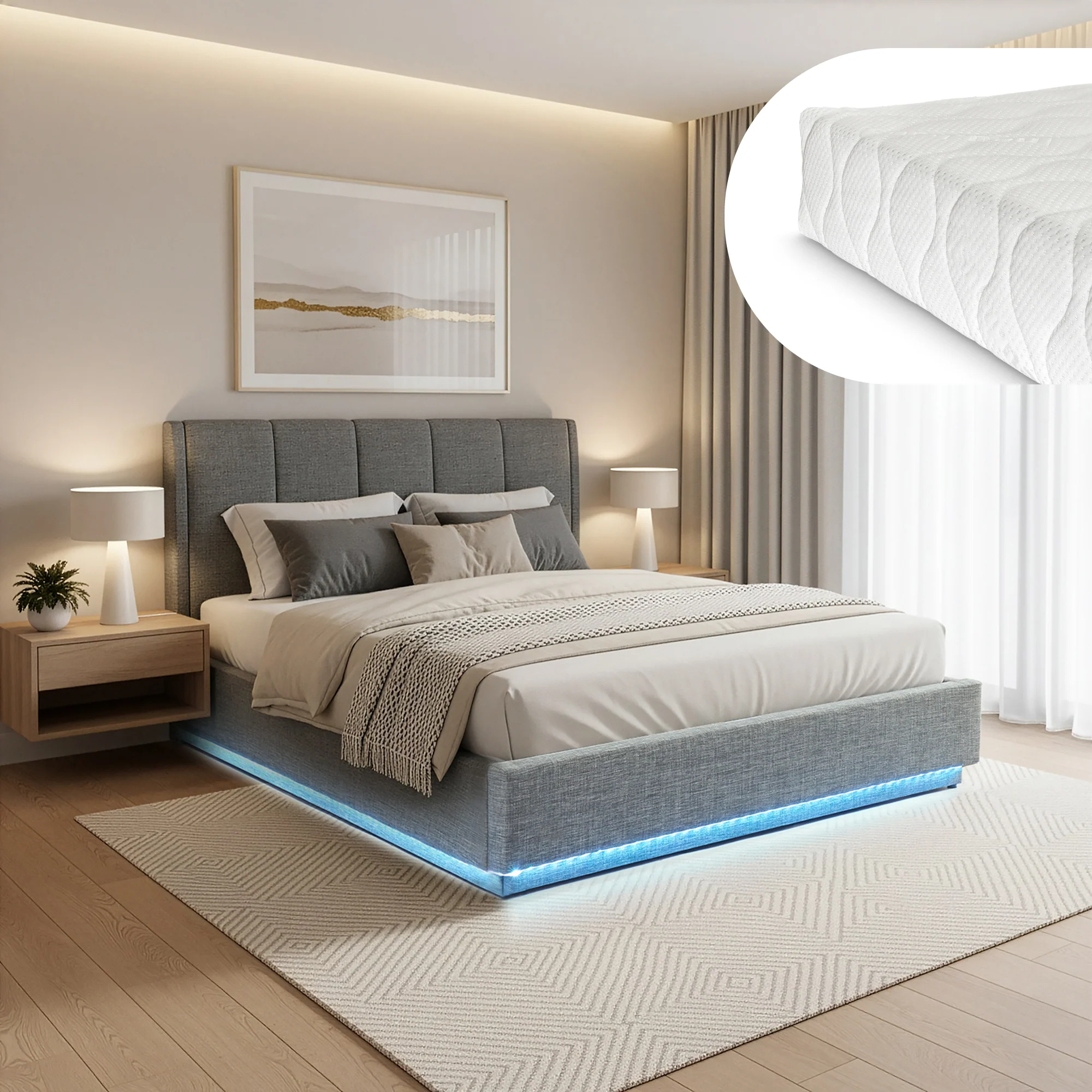 LED Polsterbett Tröstiar mit Matratze [en.casa] - Image 3