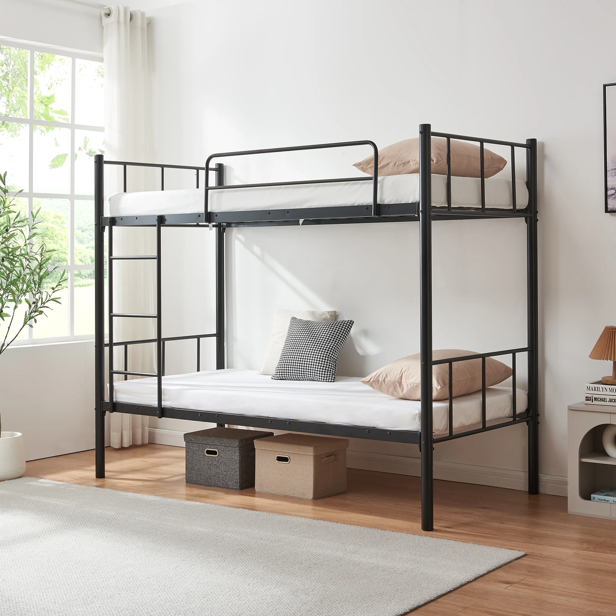 Metall-Etagenbett Berimma 90x200 cm Schwarz [en.casa]