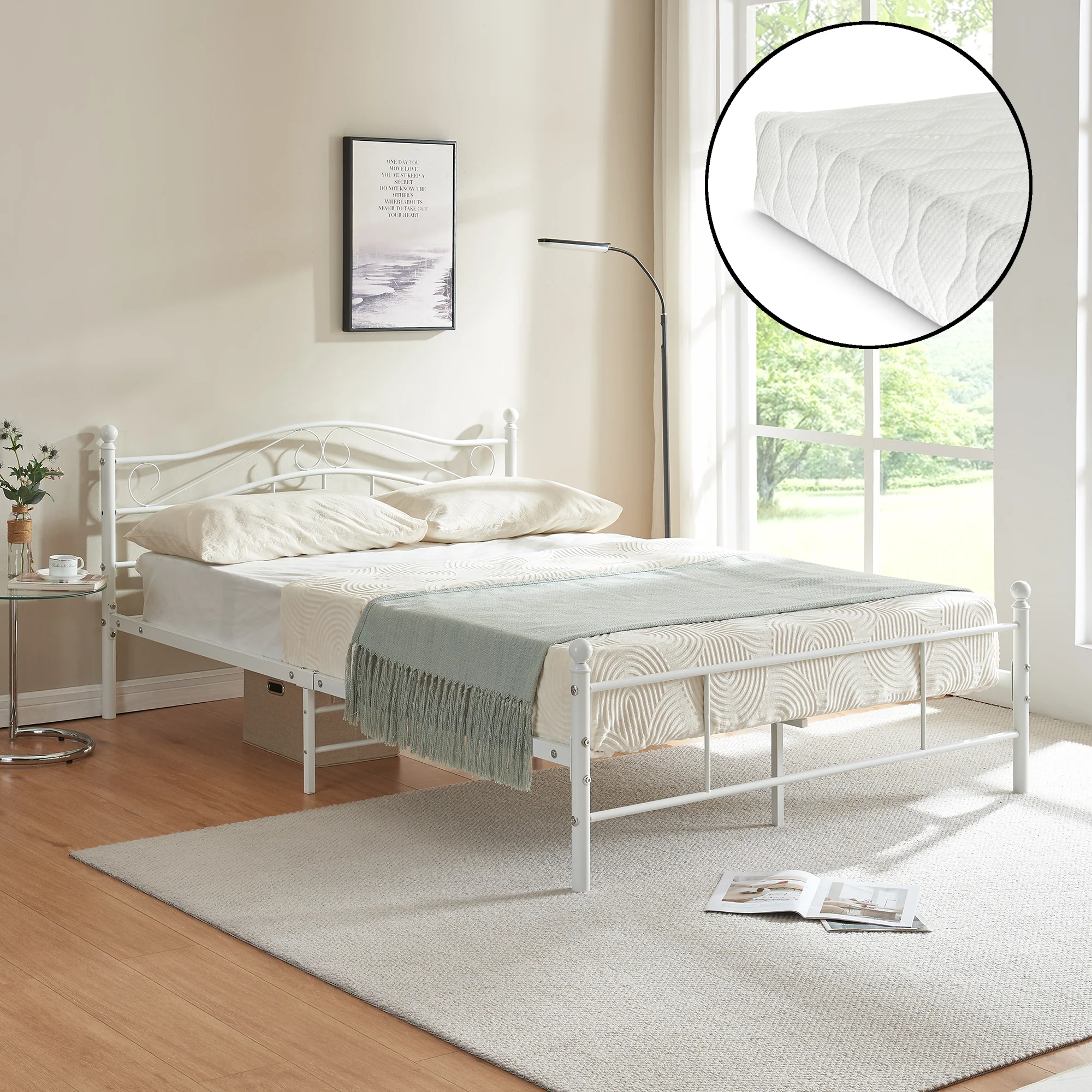 Metallbett Florenz mit Matratze [en.casa] - Image 5