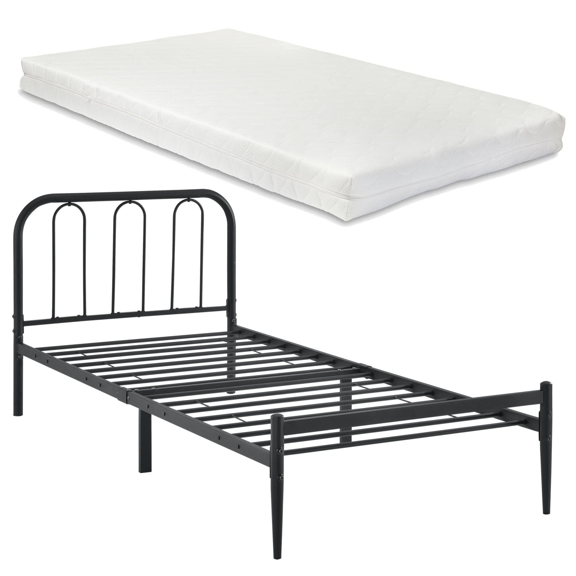 Metallbett Hanko mit Matratze in versch. Größen Schwarz en.casa - Image 2