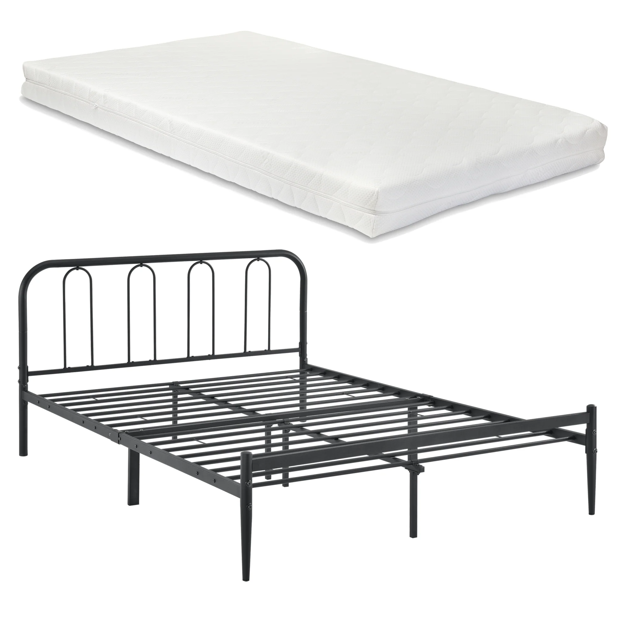 Metallbett Hanko mit Matratze in versch. Größen Schwarz en.casa - Image 3