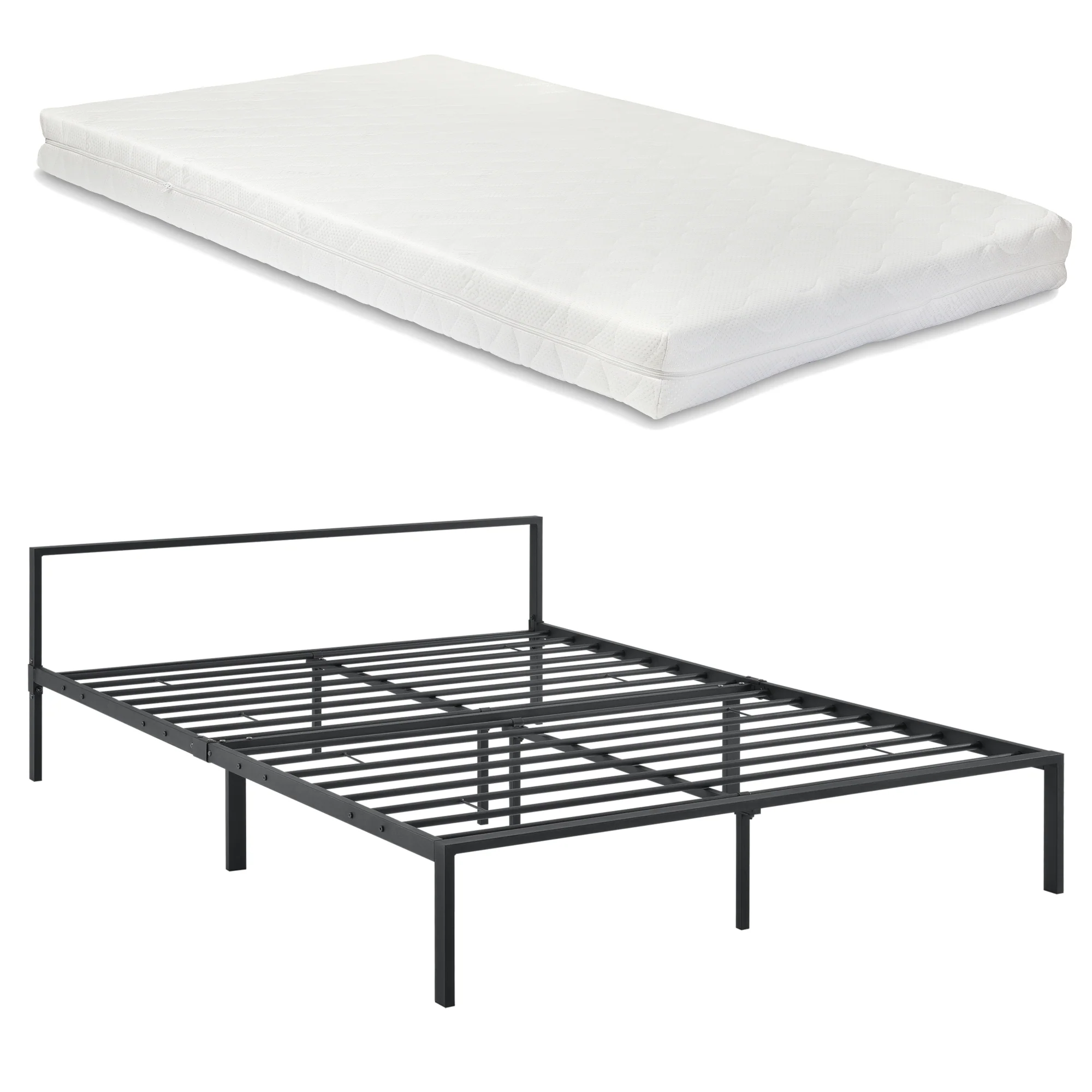 Metallbett Imatra mit Matratze in versch. Größen Schwarz en.casa - Image 3