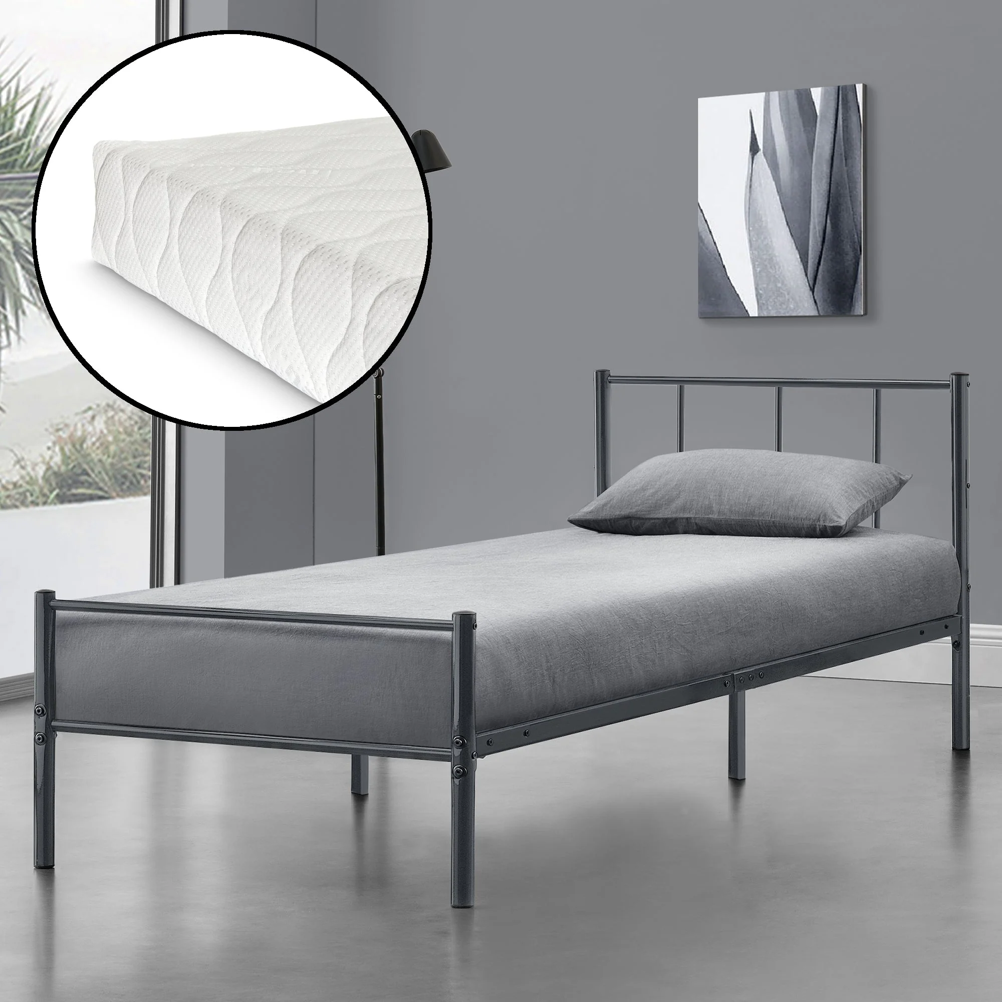 Metallbett Laos mit Kaltschaummatratze in versch. Farben und Größen en.casa - Image 10