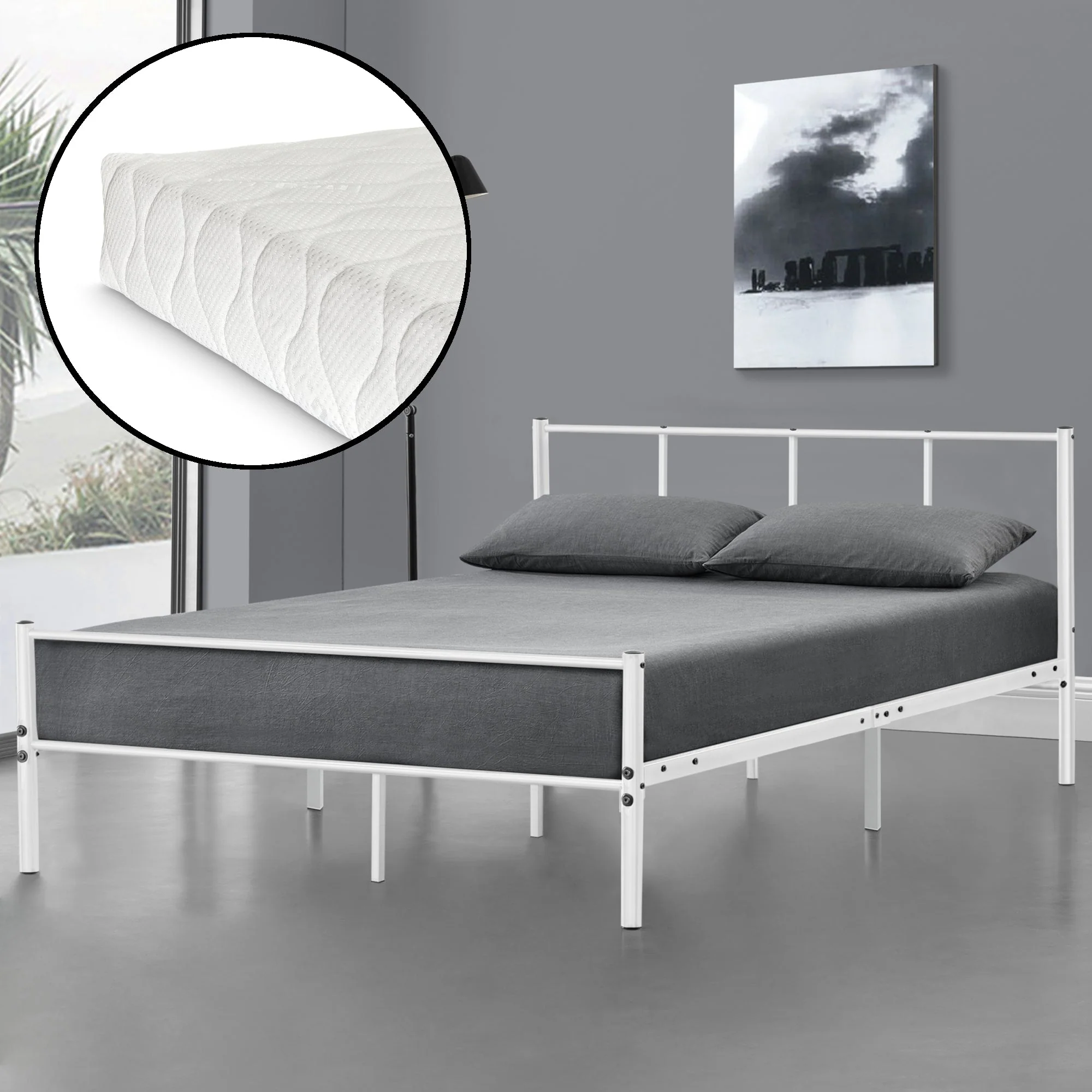 Metallbett Laos mit Kaltschaummatratze in versch. Farben und Größen en.casa - Image 11