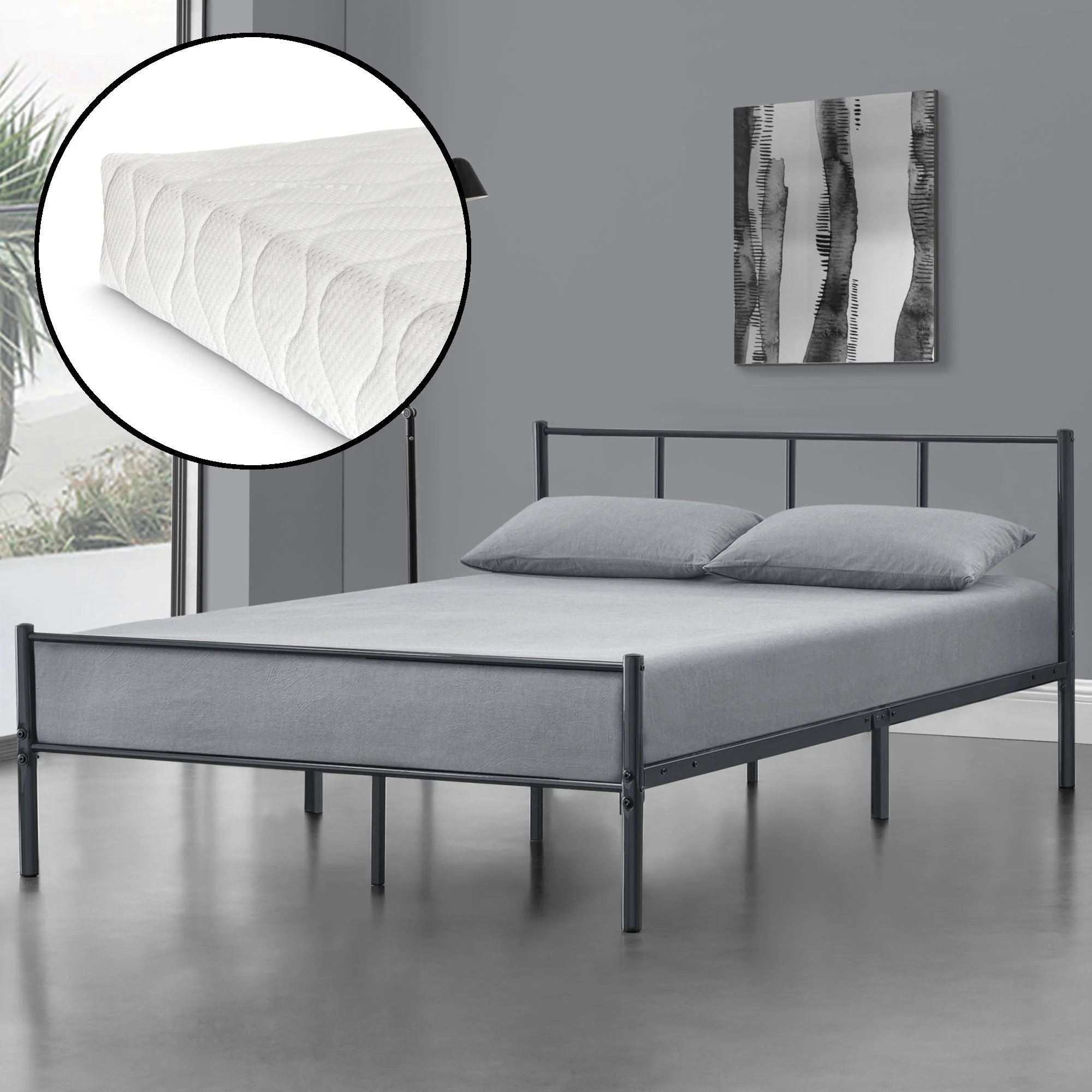 Metallbett Laos mit Kaltschaummatratze in versch. Farben und Größen en.casa - Image 8