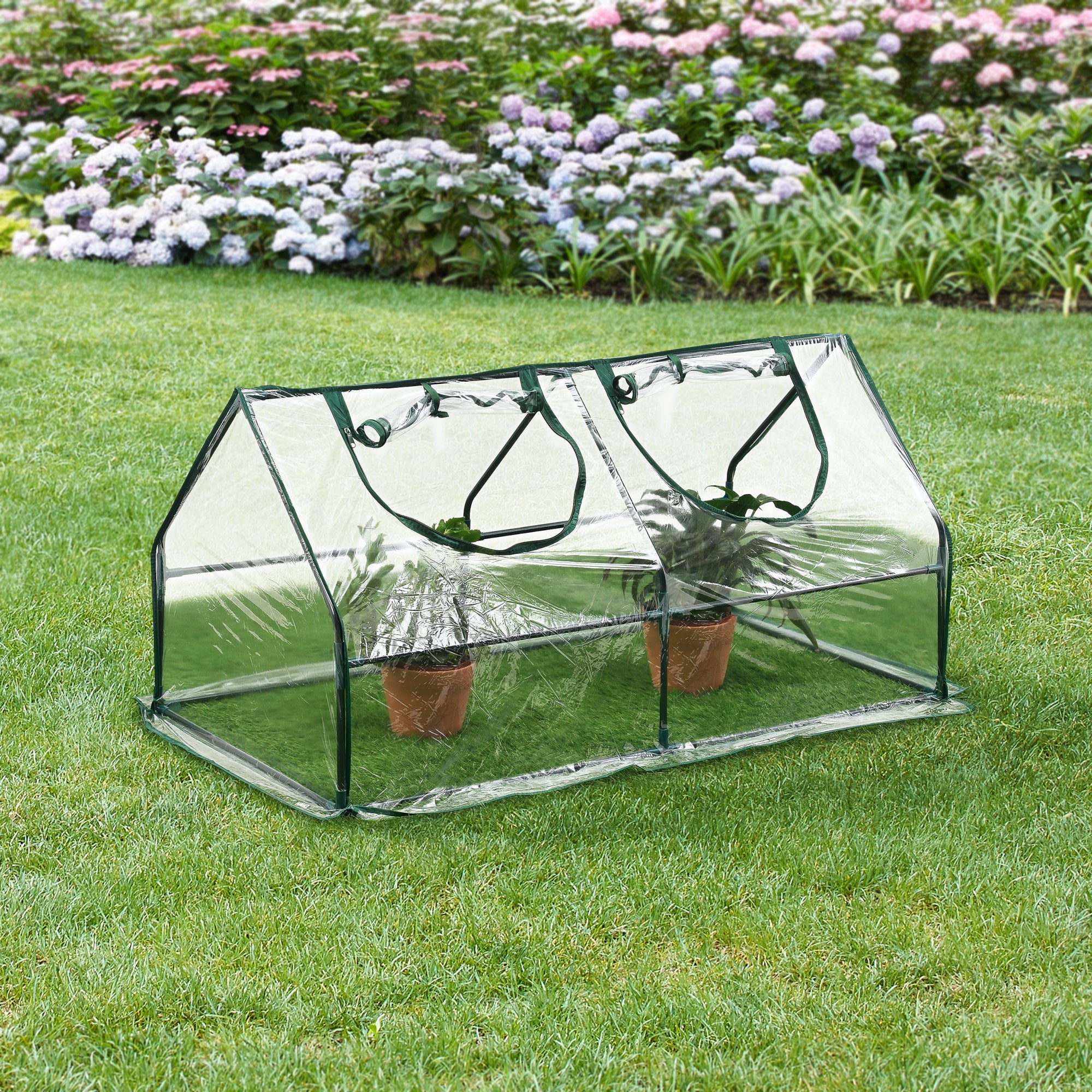 Mini Gewächshaus Laubach 120x60x60cm Transparent PVC Folie [en.casa] - Image 2