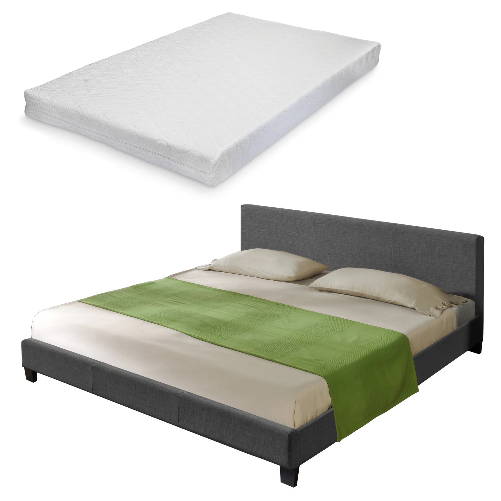 Modernes Stoffbett Bettgestell dunkelgrau CORIUM - Image 5