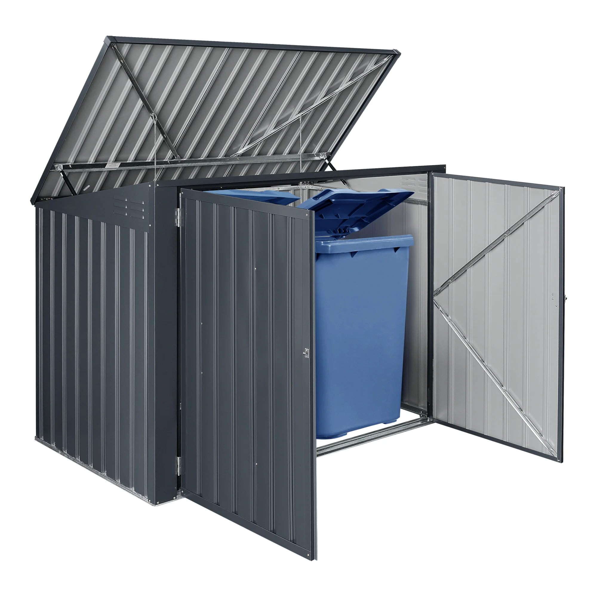 Mülltonnenbox Grebin für 2/3 Tonnen Dunkelgrau in versch. Größen [en.casa] - Image 2