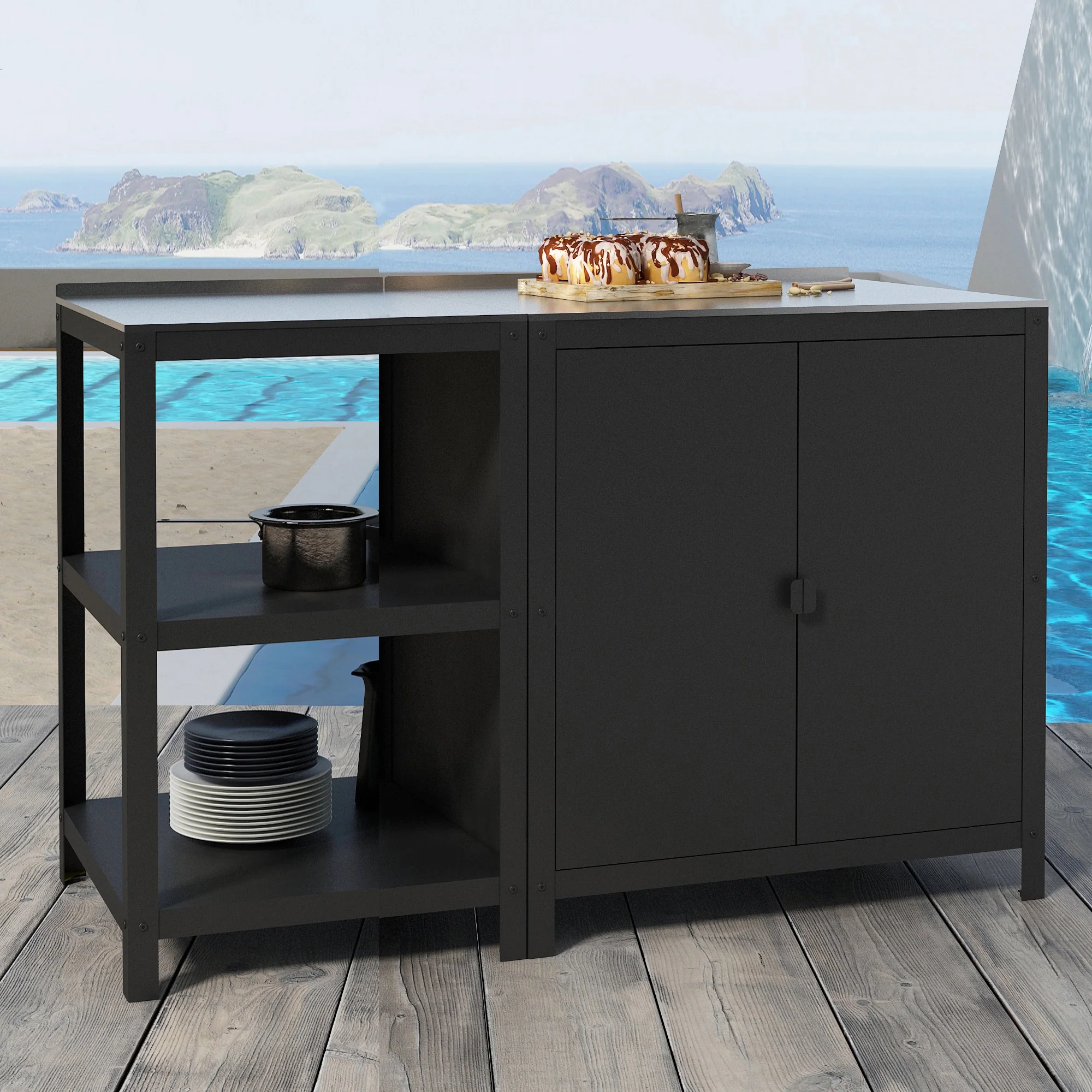Outdoorset Bolognano Standregal und Schrank [casa.pro] - Image 2