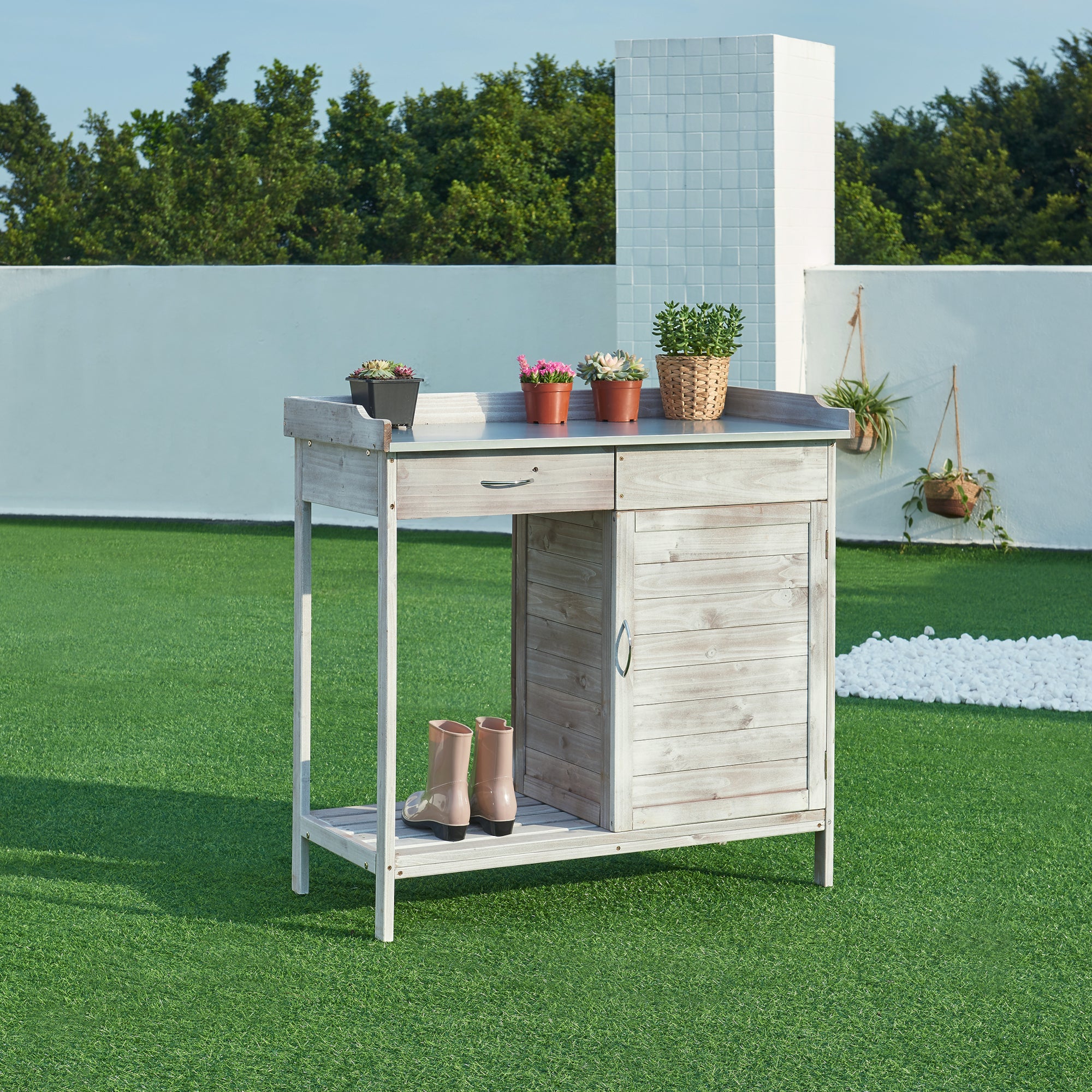 Pflanztisch Aliano Tannenholz Grau [casa.pro]