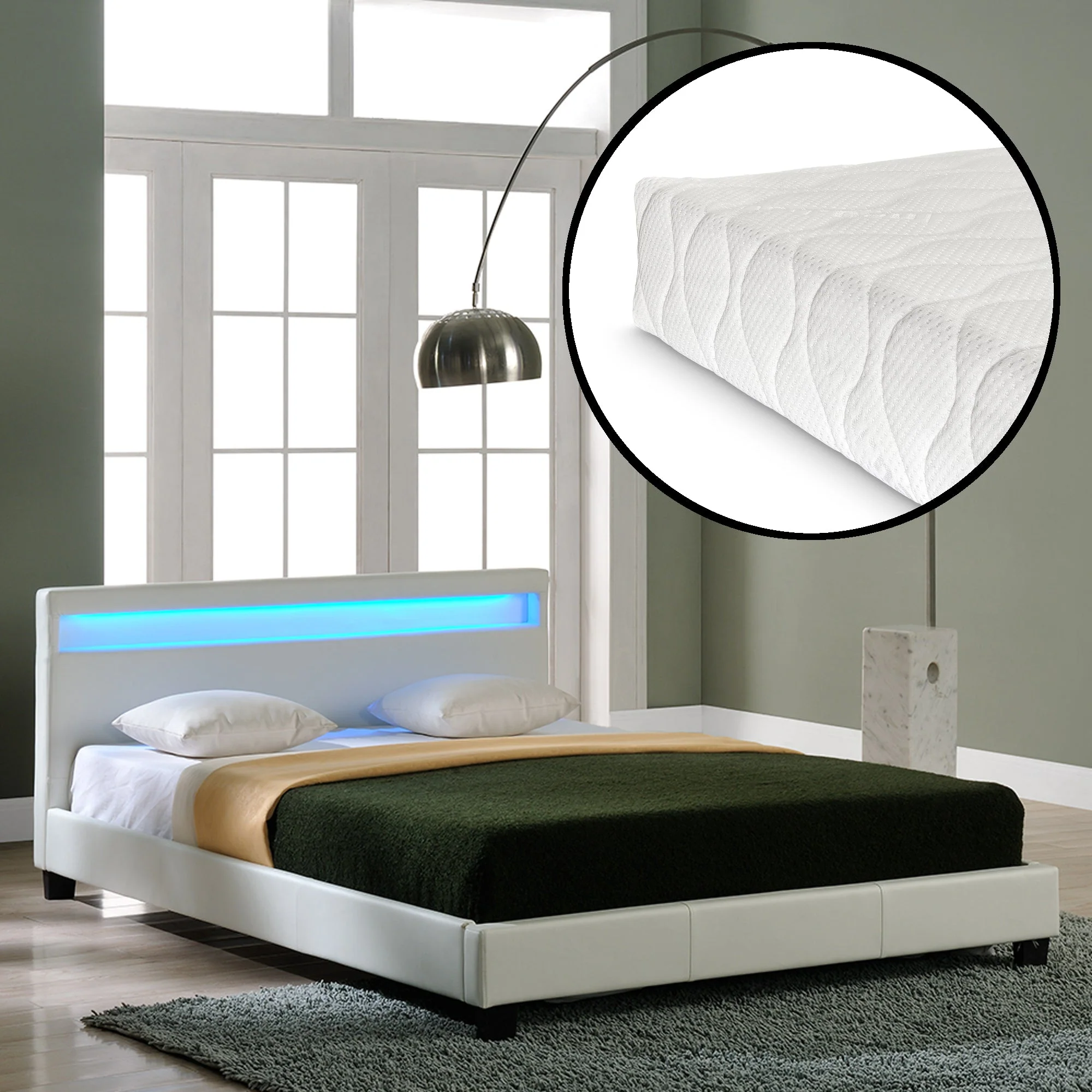 Polsterbett Paris LED RGB Beleuchtung Kaltschaummatratze in versch. Ausführungen Corium - Image 30