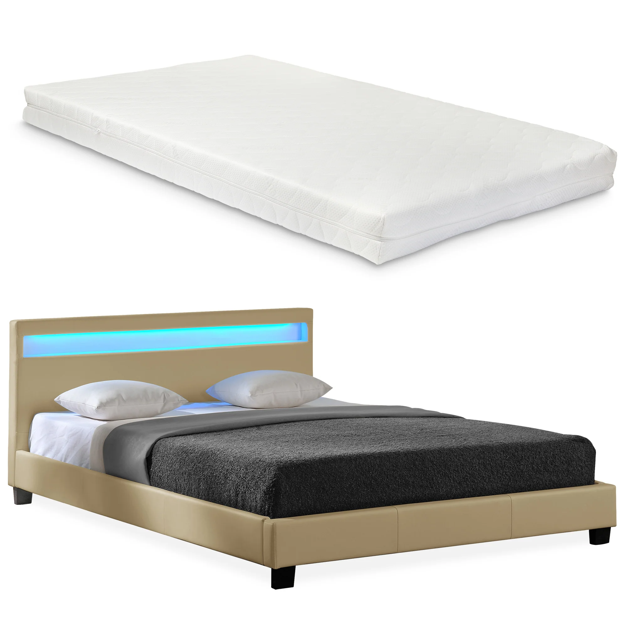 Polsterbett Paris LED RGB Beleuchtung Kaltschaummatratze in versch. Ausführungen Corium - Image 5