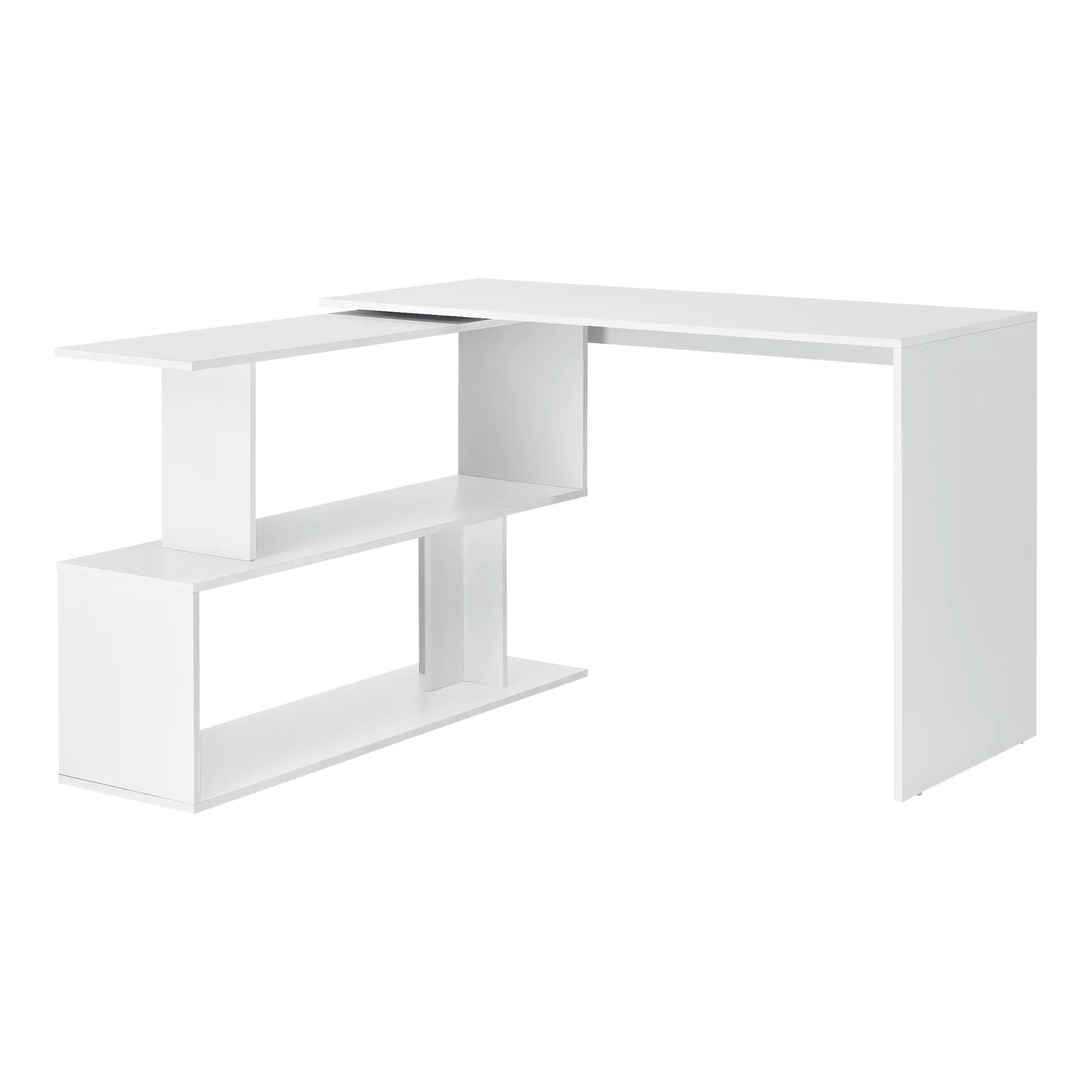 Schreibtisch Arendal mit Regal L-förmig Dunkelgrau/Weiß en.casa - Image 2