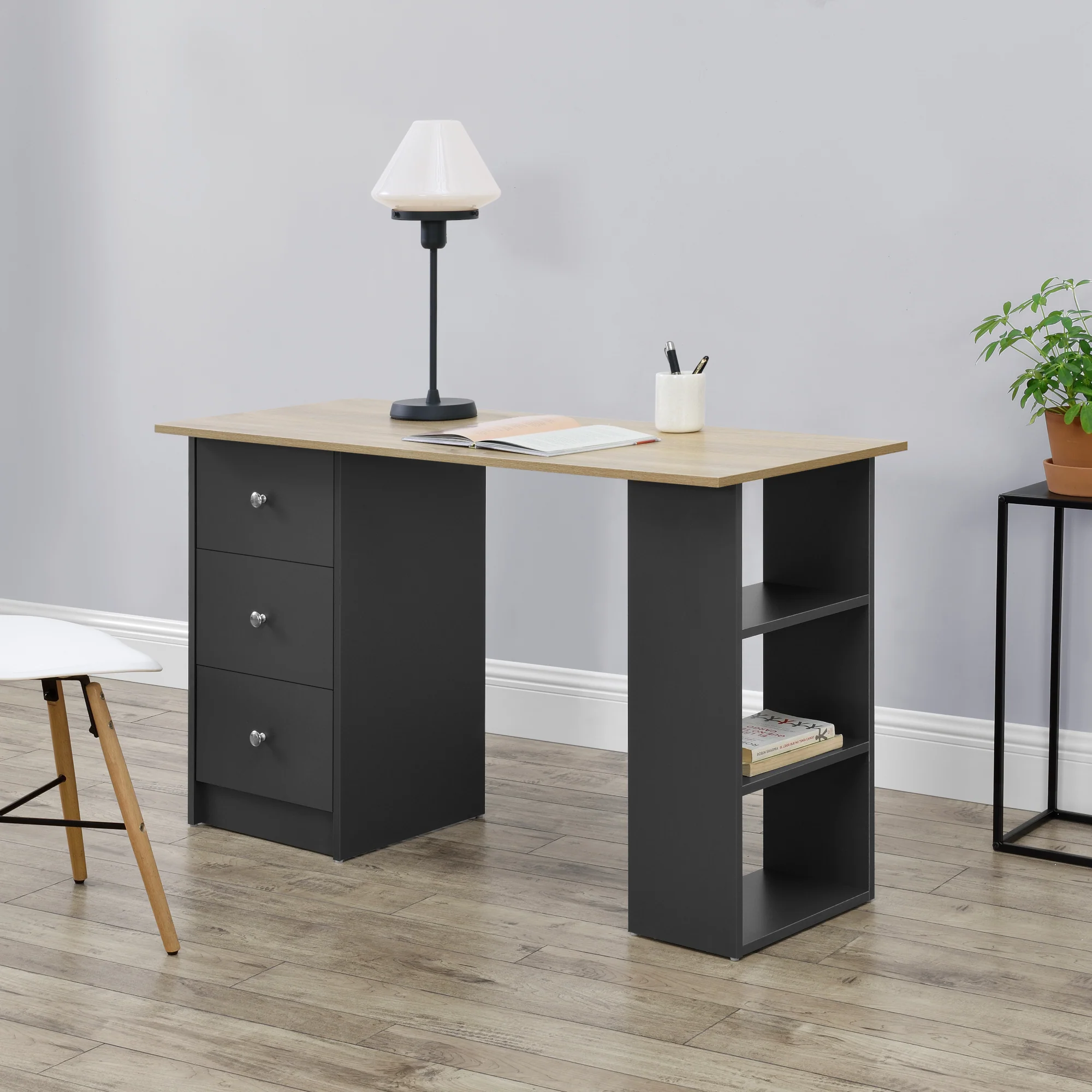 Schreibtisch Lemberg 120x50x72 cm mit Schubladen + Ablage en.casa - Image 6