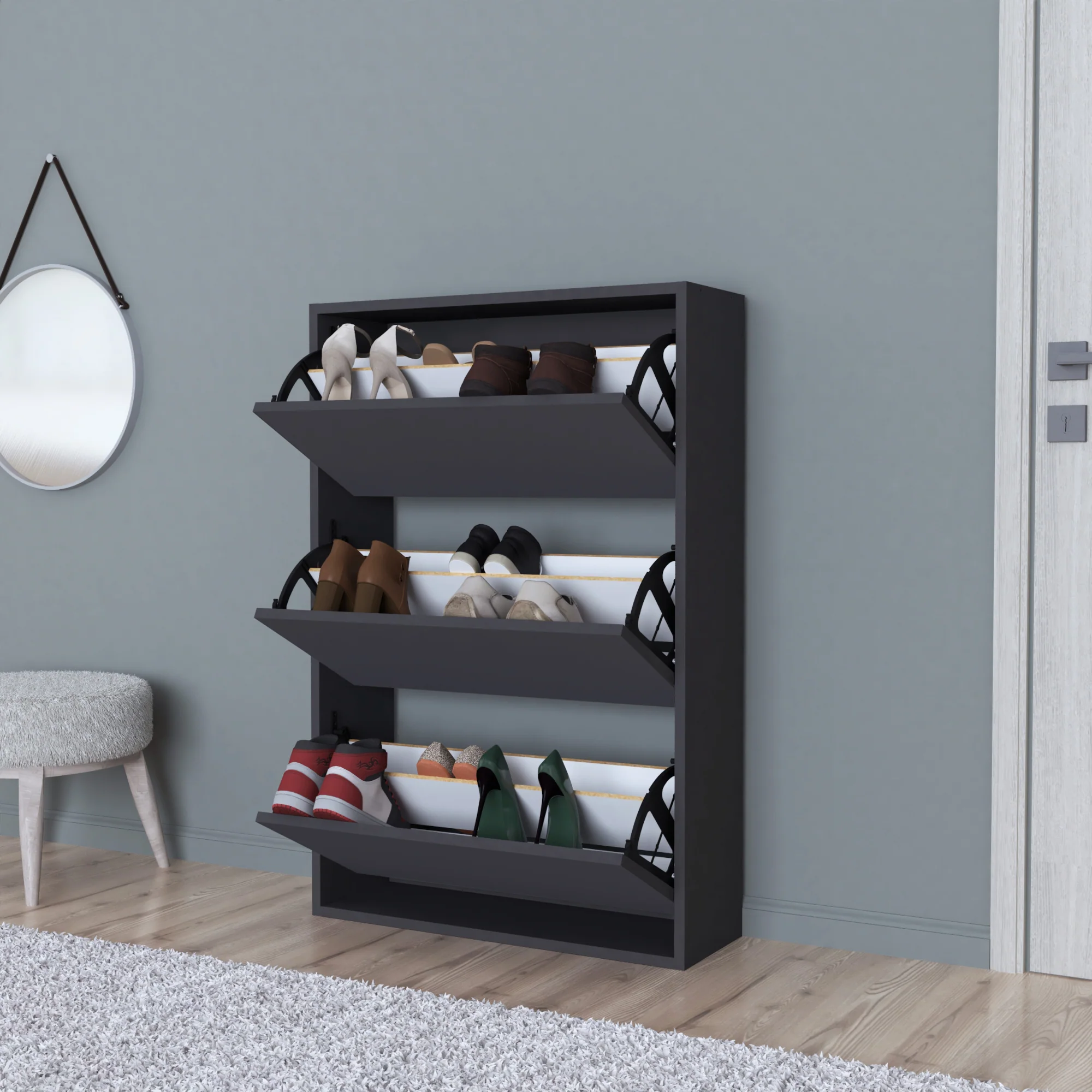 Schuhschrank Aurskog 110x73,5x24cm versch. Farben [en.casa] - Image 5