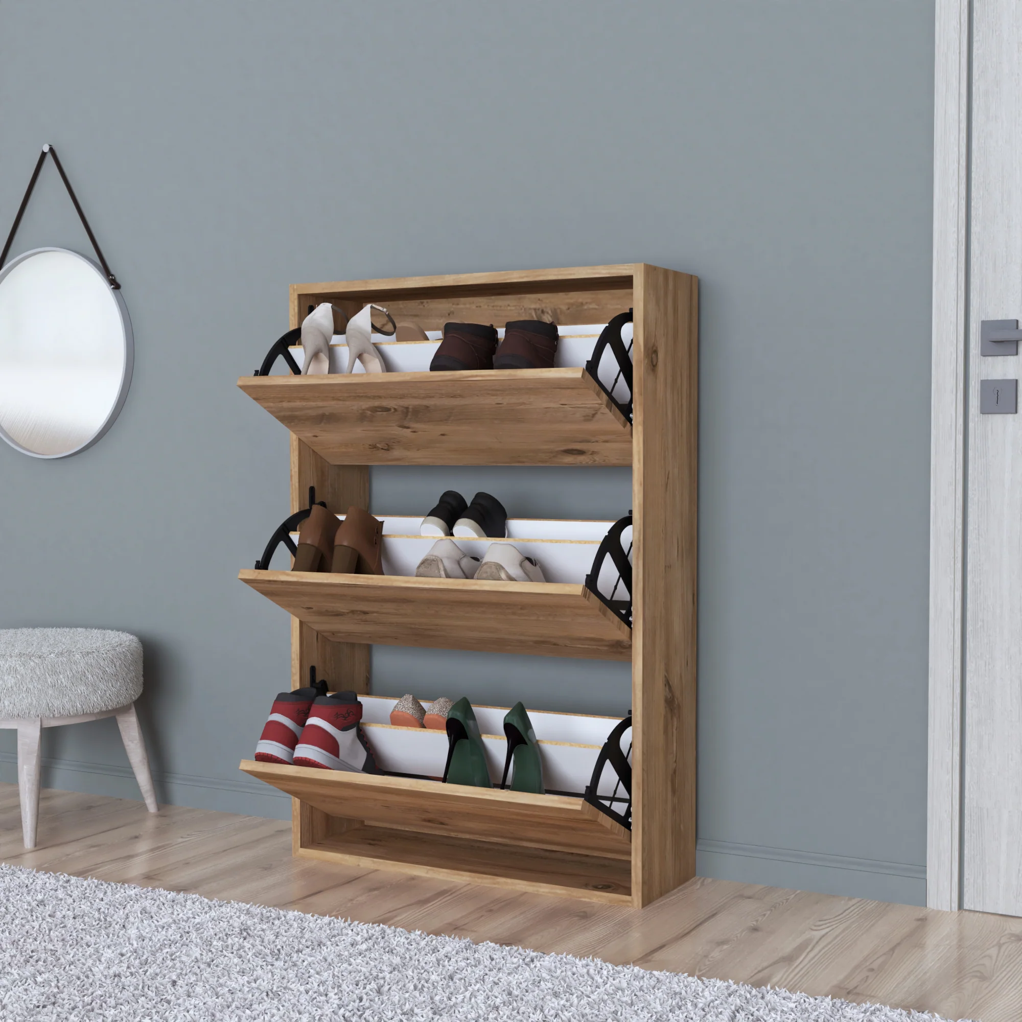 Schuhschrank Aurskog 110x73,5x24cm versch. Farben [en.casa] - Image 6