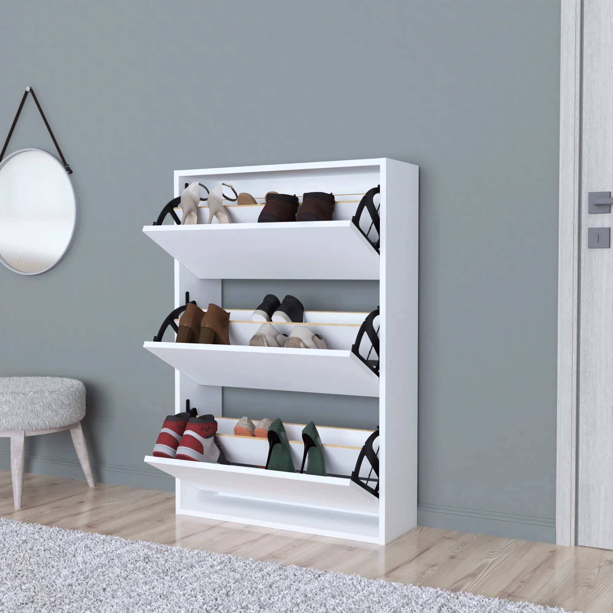 Schuhschrank Aurskog 110x73,5x24cm versch. Farben [en.casa] - Image 7