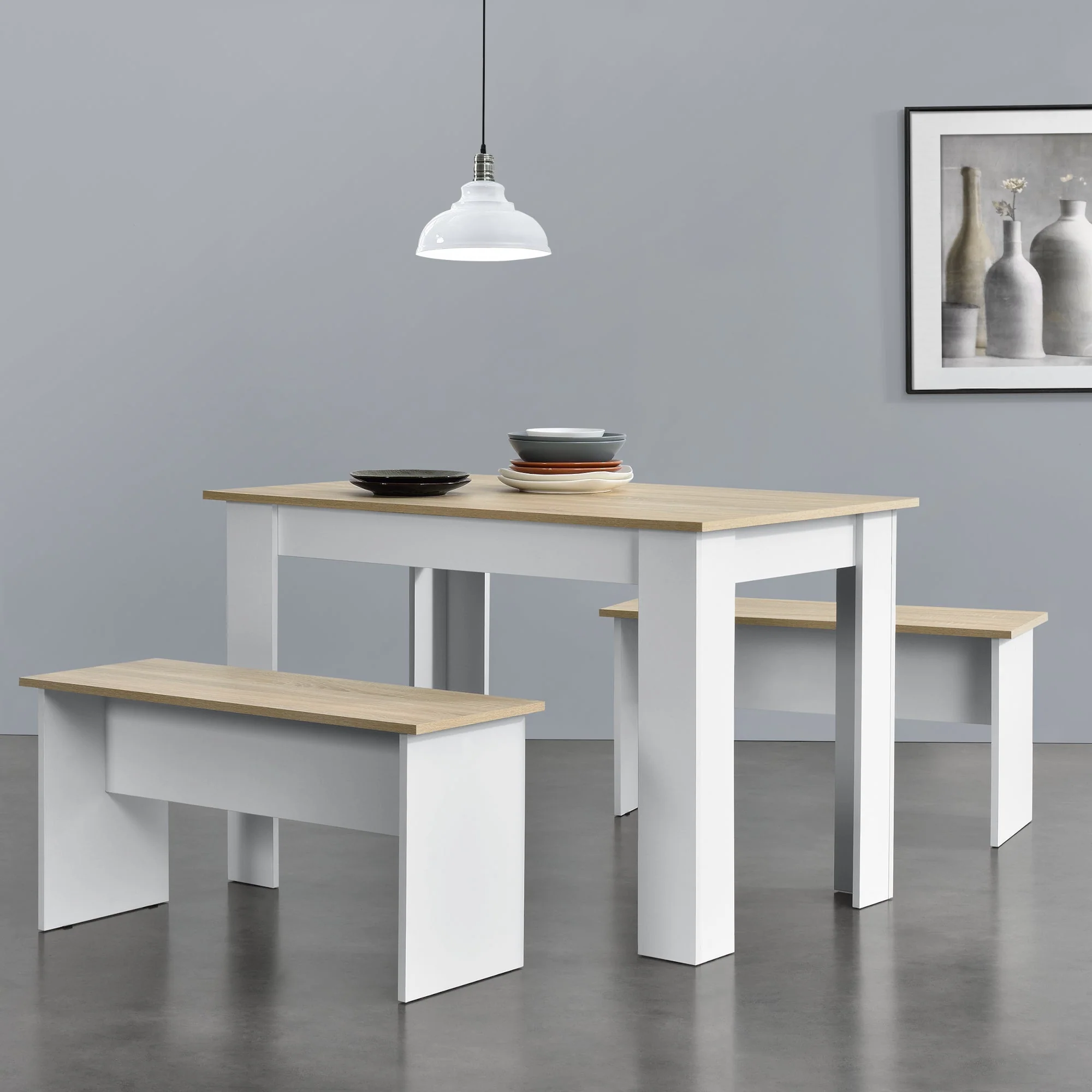 Tisch- und Bank Set 110x70 cm in versch. Farben en.casa - Image 9